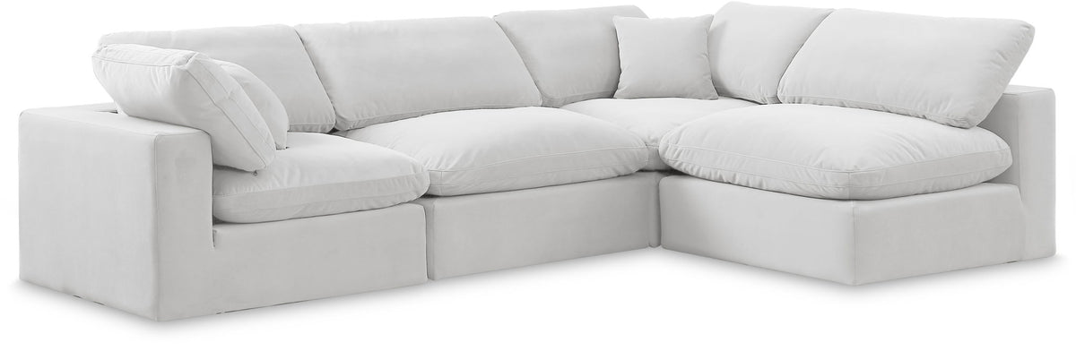 Comfy Velvet Modular Sectional — 4-Piece Armless Sectional — Cream