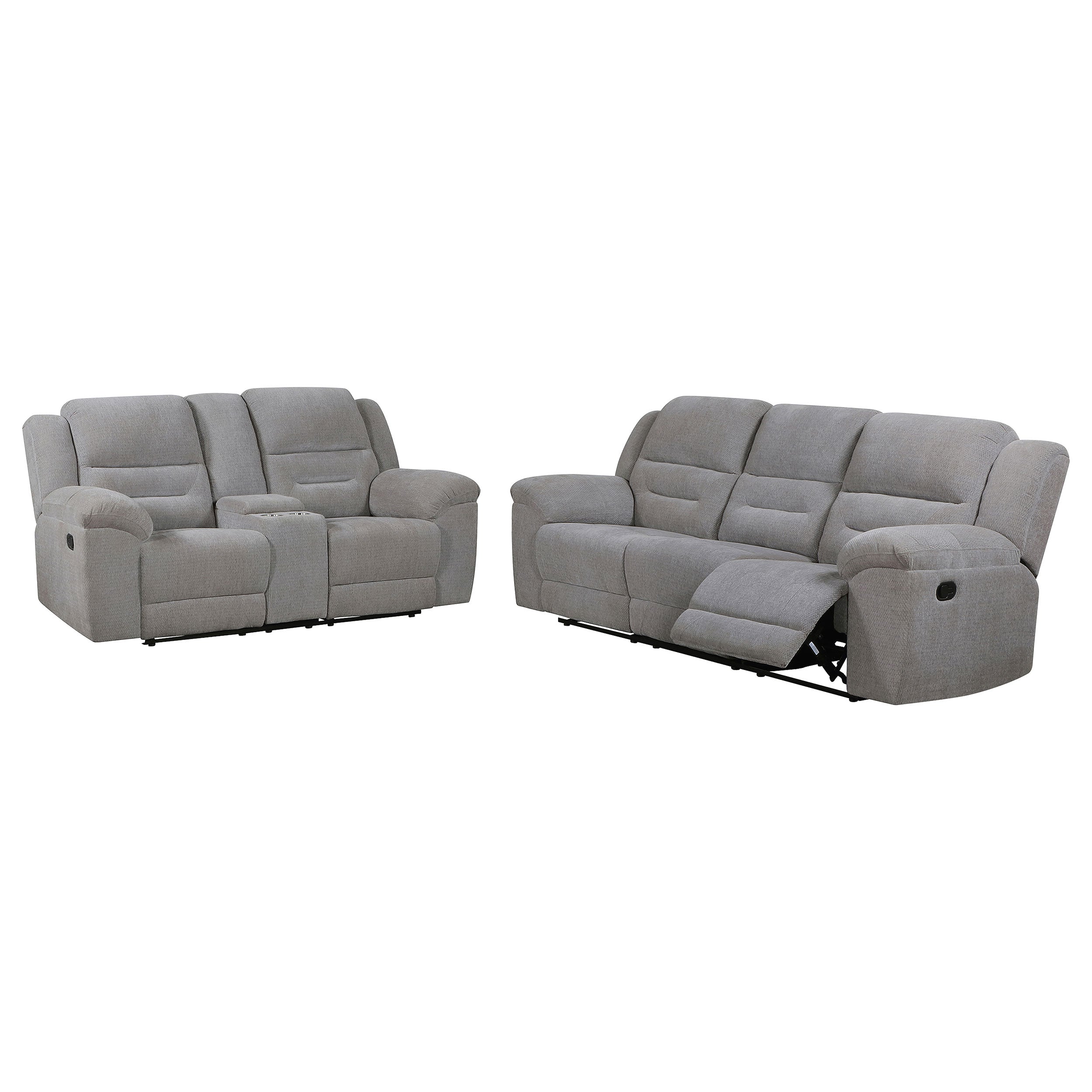 Gilson Chenille Upholstered Reclining Sofa Set Grey