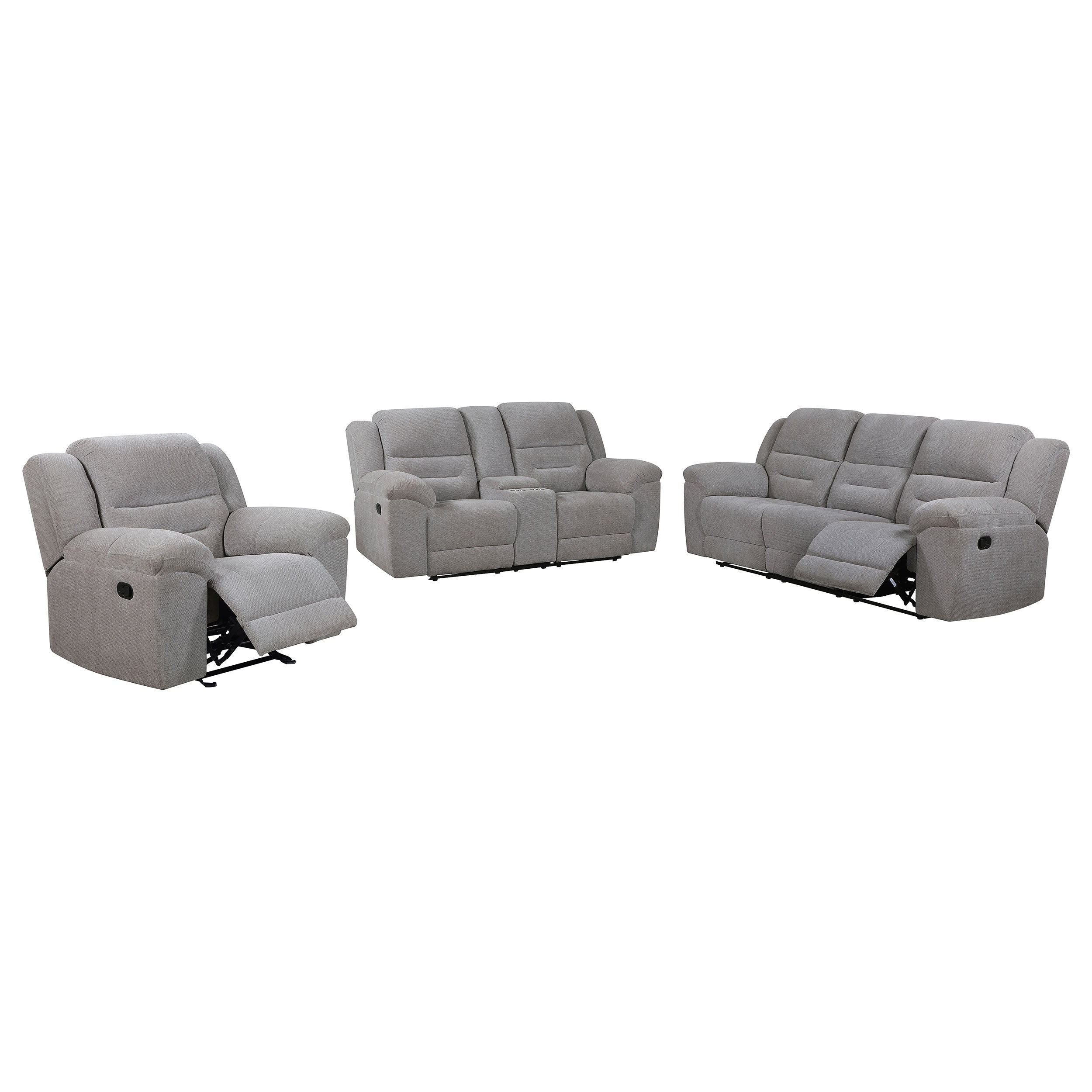 Gilson Chenille Upholstered Reclining Sofa Set Grey