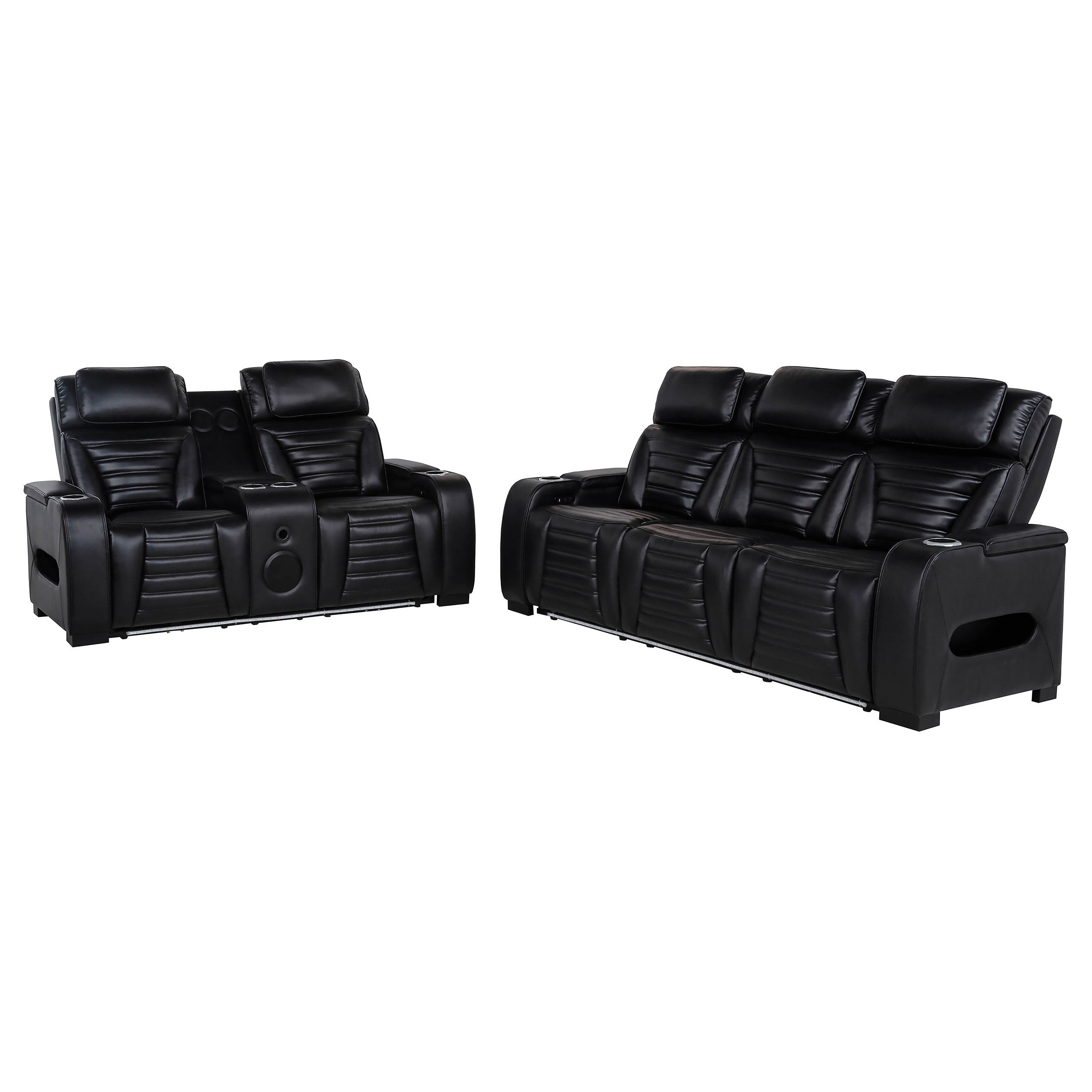 Zuma Faux Leather Dual Power LED Sofa Set