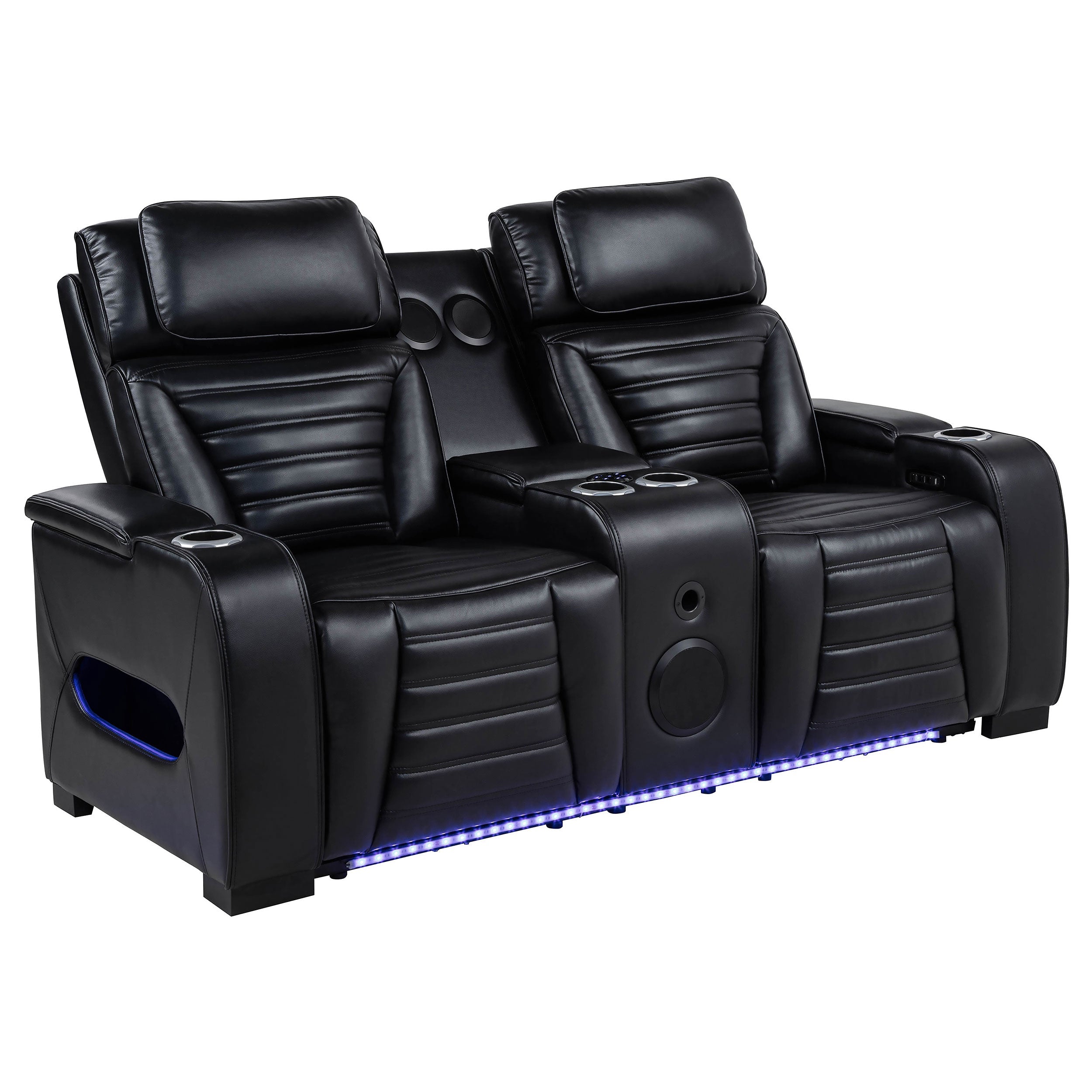 Zuma Faux Leather Dual Power LED Sofa Set