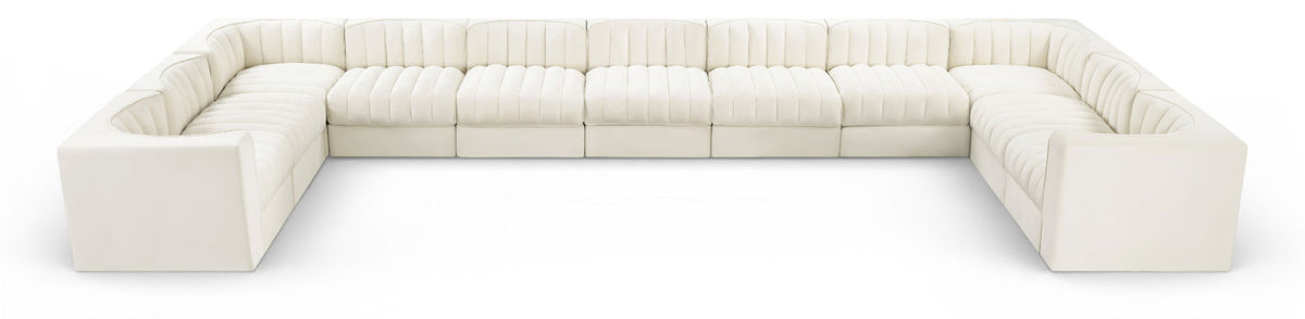Rummi Performance Velvet Modular Sectional — 11-Piece Sectional — Cream