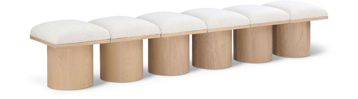 Pavilion Modular Bench 6-Piece Bench, 93"W x 18"D — Cream / Natural Base