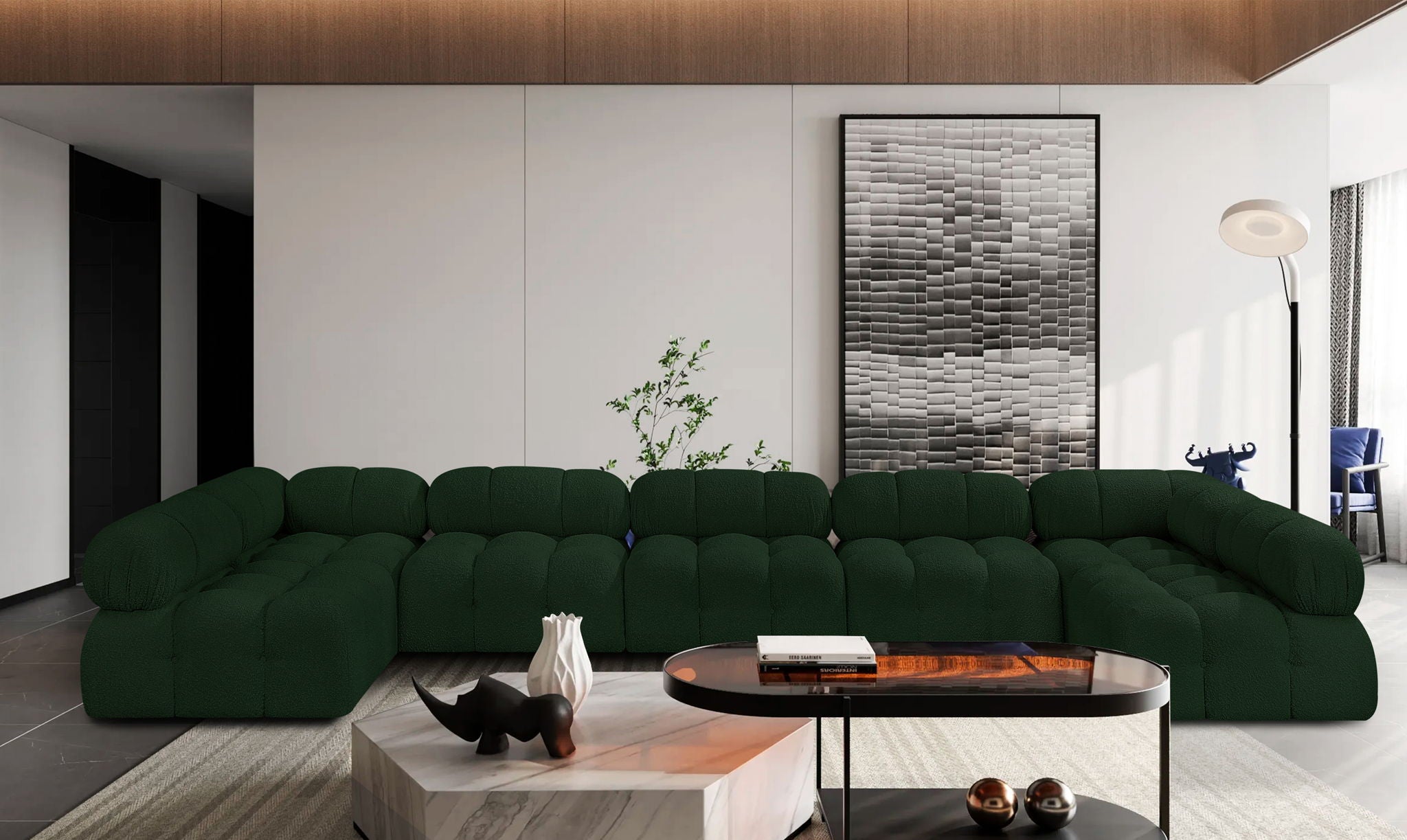 Ames - 7 Piece Boucle Fabric Modular Sectional