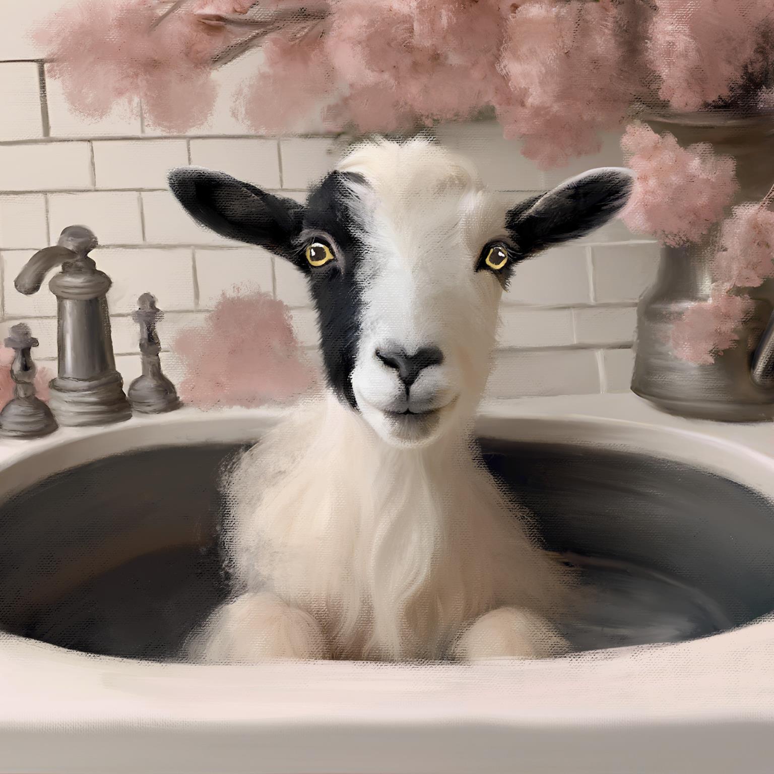 Goat Bath By Elizabeth Medley Giclee Canvas