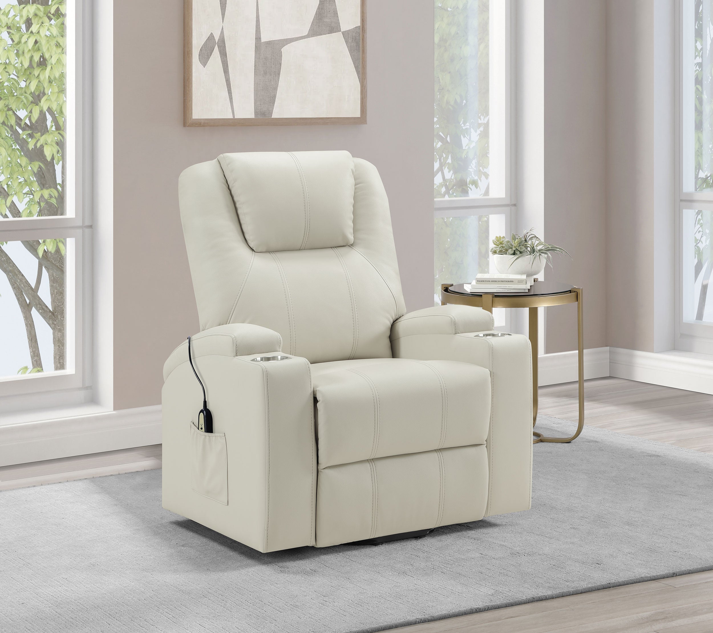 Armstrong Upholstered Power Lift Massage Recliner