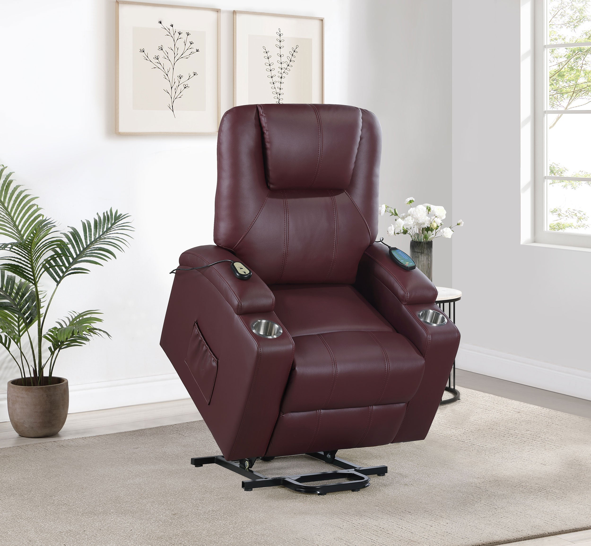 Armstrong Upholstered Power Lift Massage Recliner