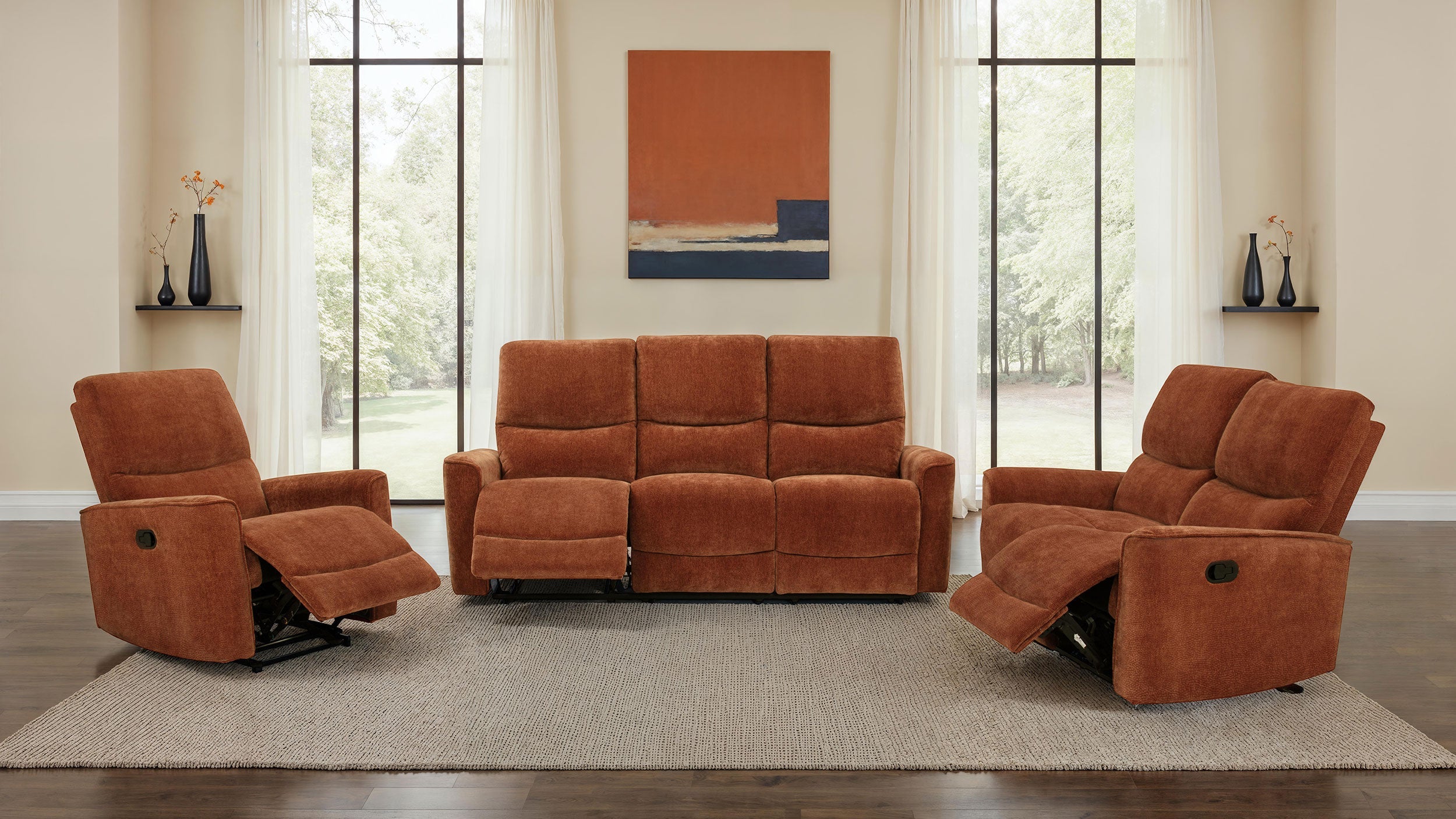 Navarro Upholstered Reclining Sofa Set