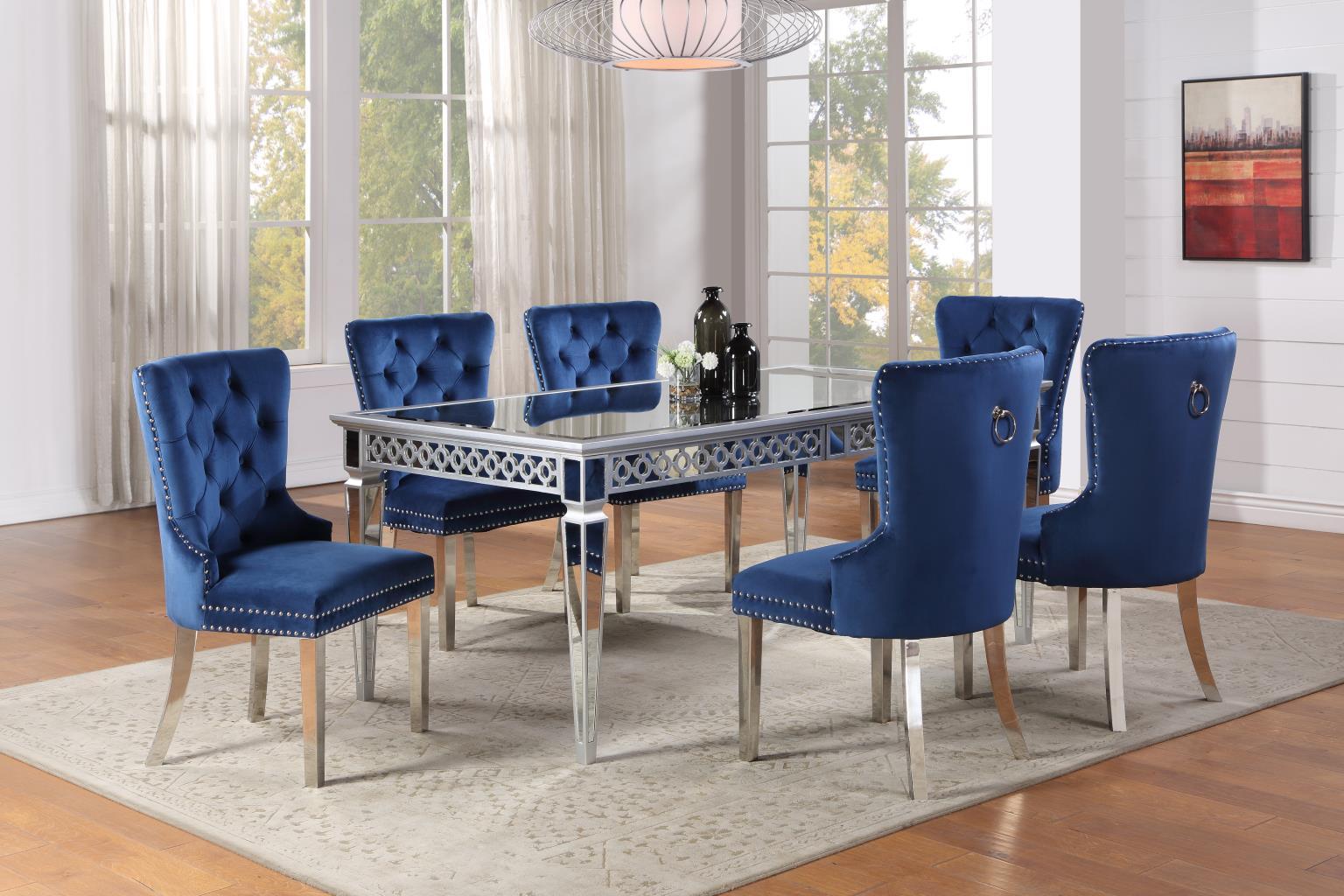 D082 Shimmer Silver Dining Table — 72-Inch Wide