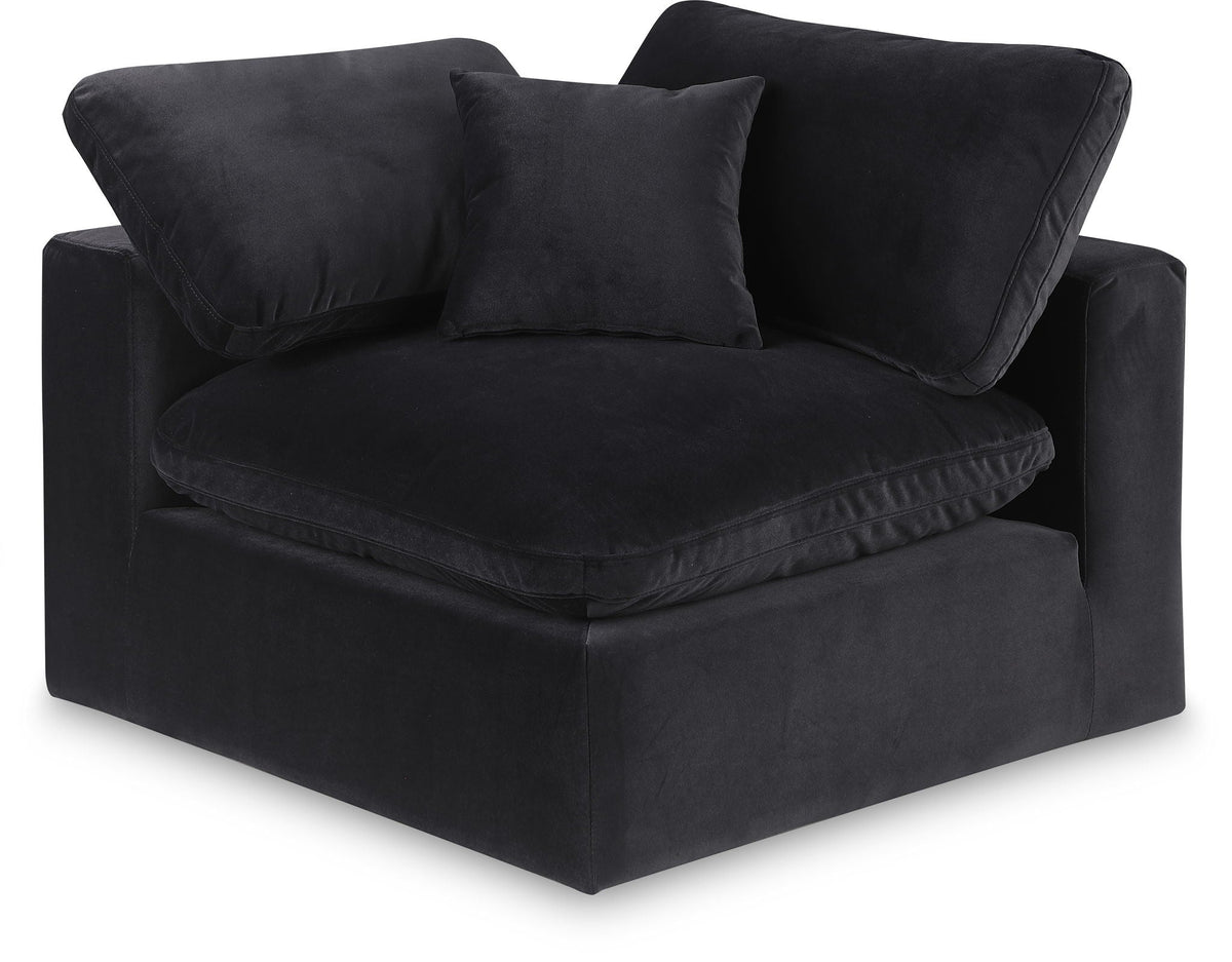 Comfy Velvet Modular Sectional — Add-On: Corner Chair — Black