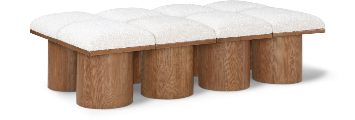 Pavilion Modular Bench 8-Piece Bench, 62"W x 36"D — Cream / Brown Base