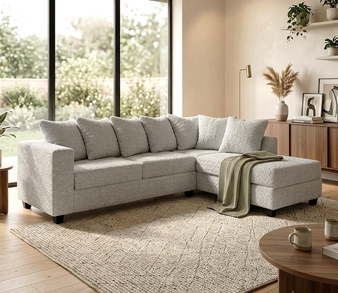 610 2-Piece Sectional with Chaise — 7 Matching Pillows, 5 Colorways