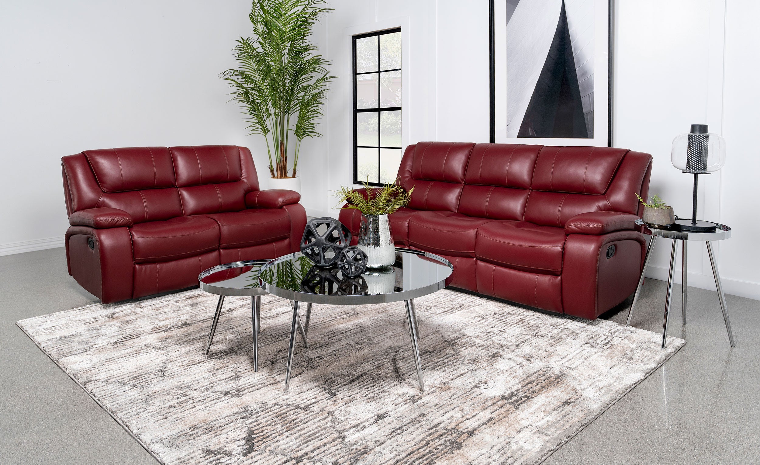 Camila Upholstered Reclining Sofa Set