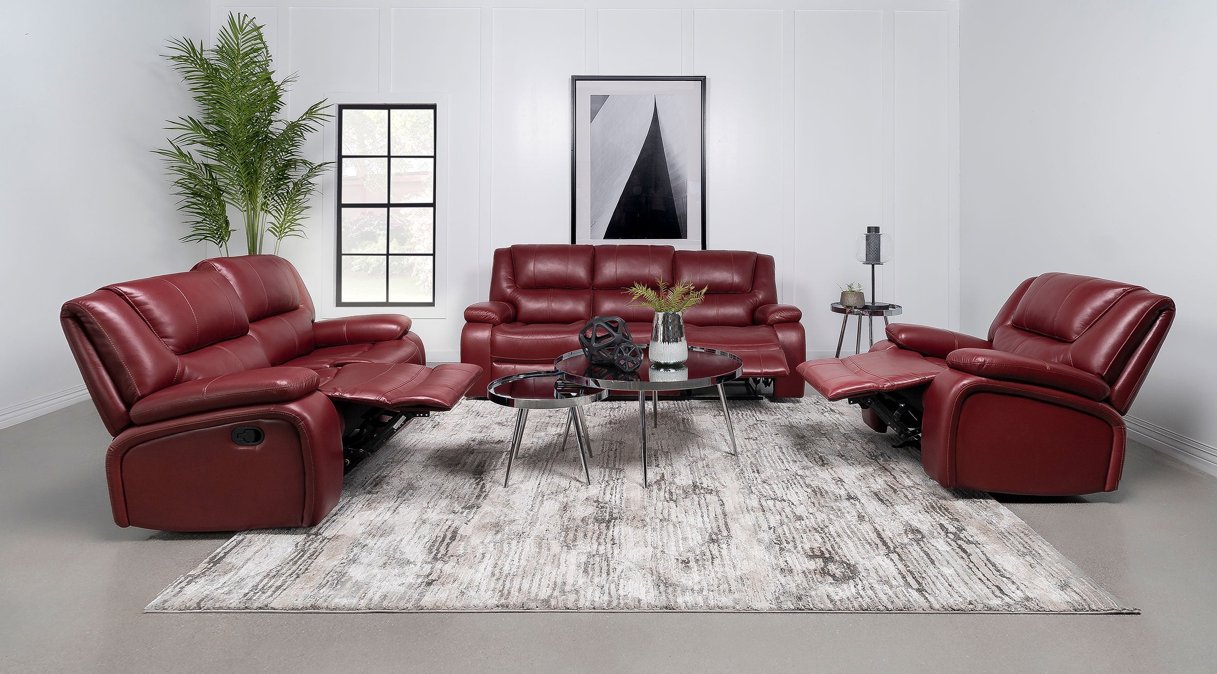 Camila Upholstered Reclining Sofa Set