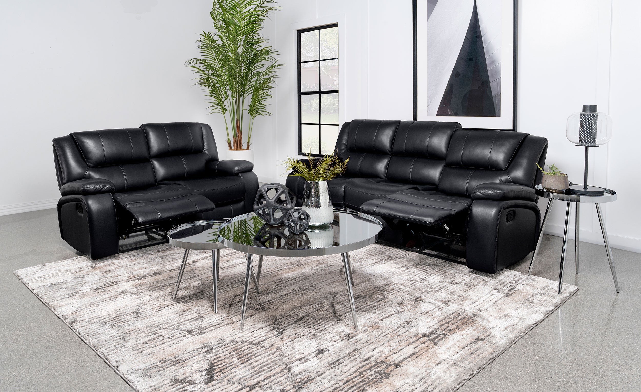 Camila Upholstered Reclining Sofa Set