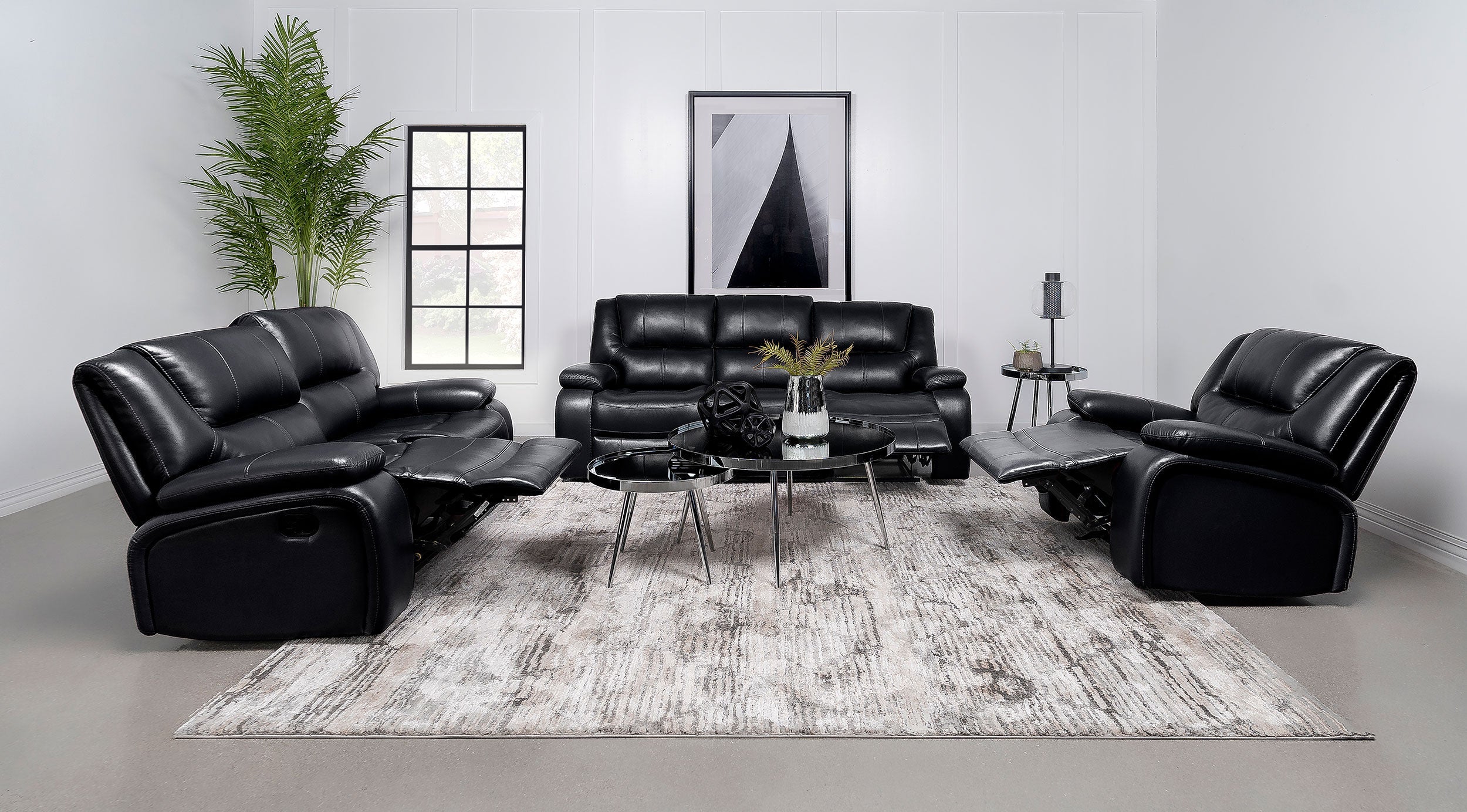 Camila Upholstered Reclining Sofa Set