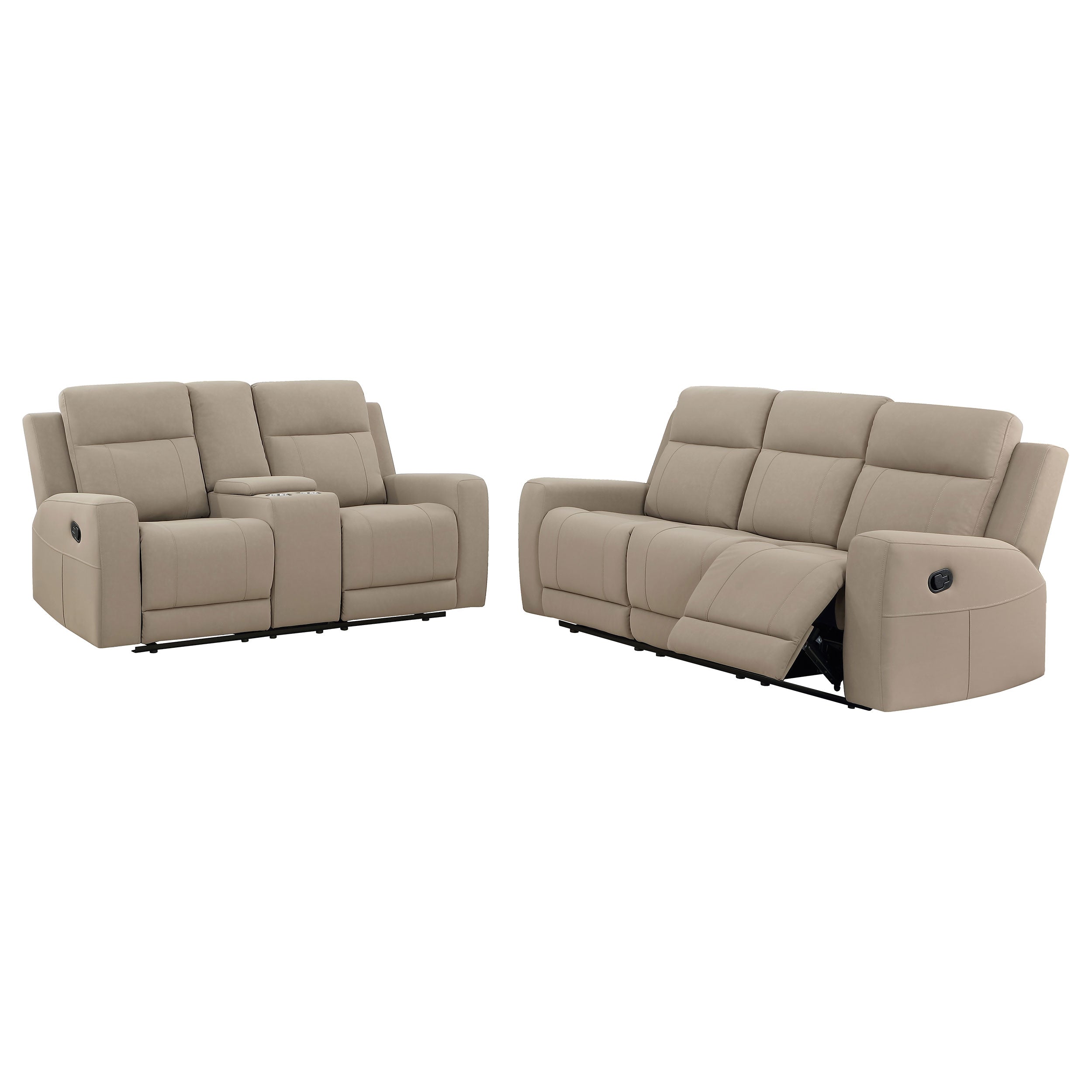 Brentwood Upholstered Reclining Sofa Set Taupe