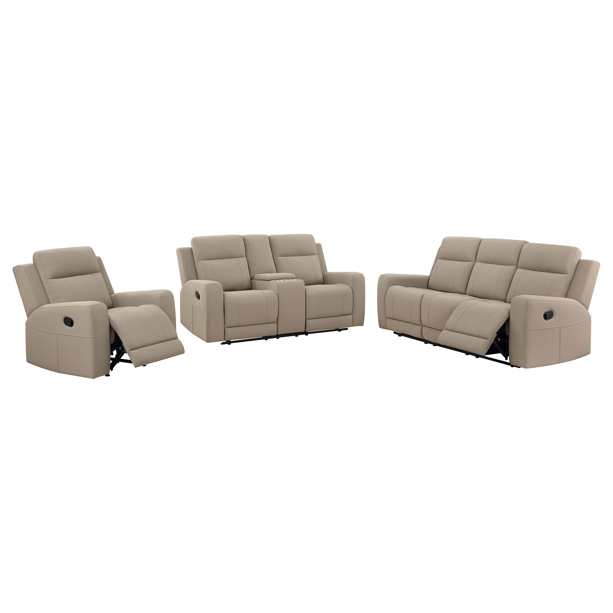 Brentwood Upholstered Reclining Sofa Set Taupe