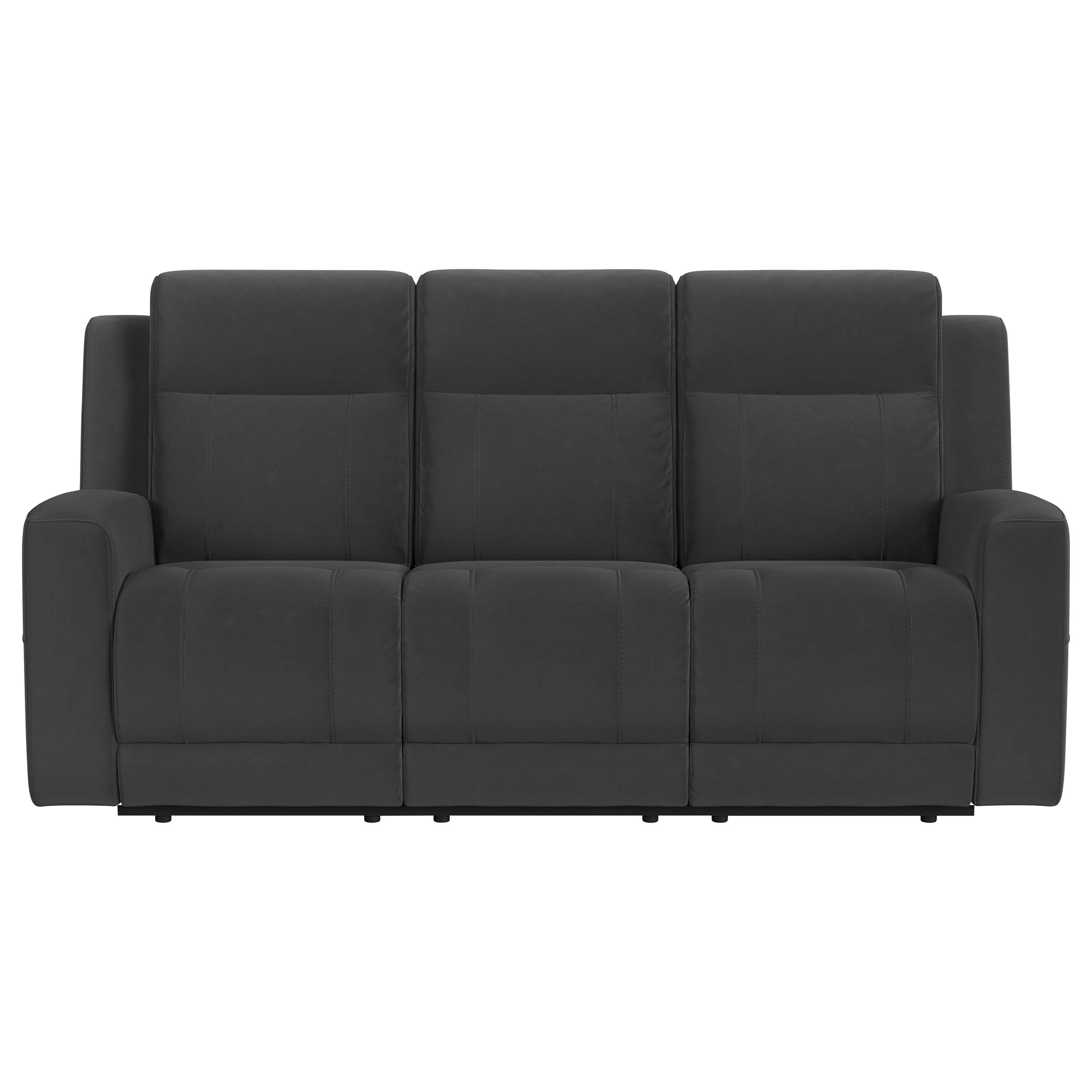 Brentwood Upholstered Reclining Sofa Set Dark Charcoal