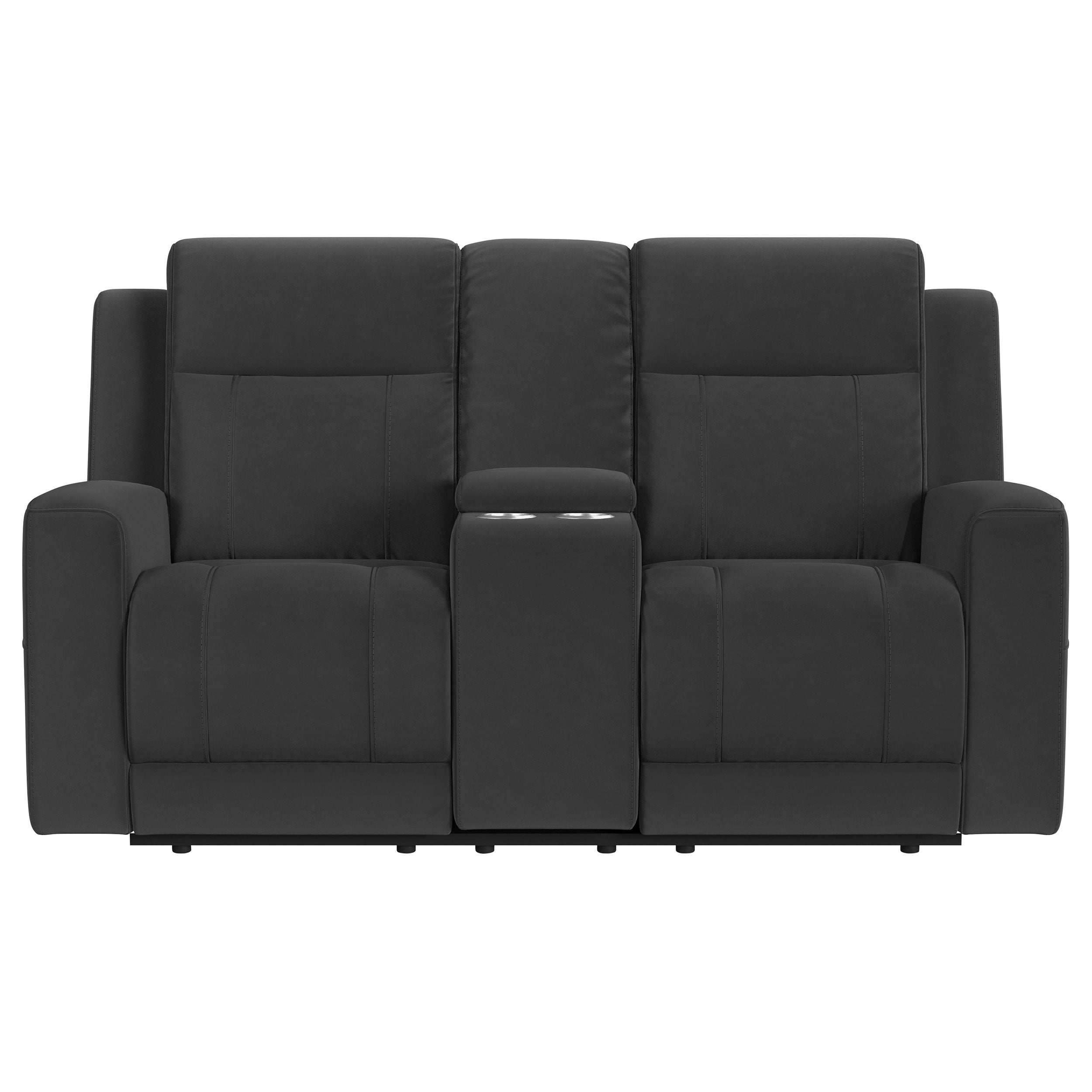 Brentwood Upholstered Reclining Sofa Set Dark Charcoal