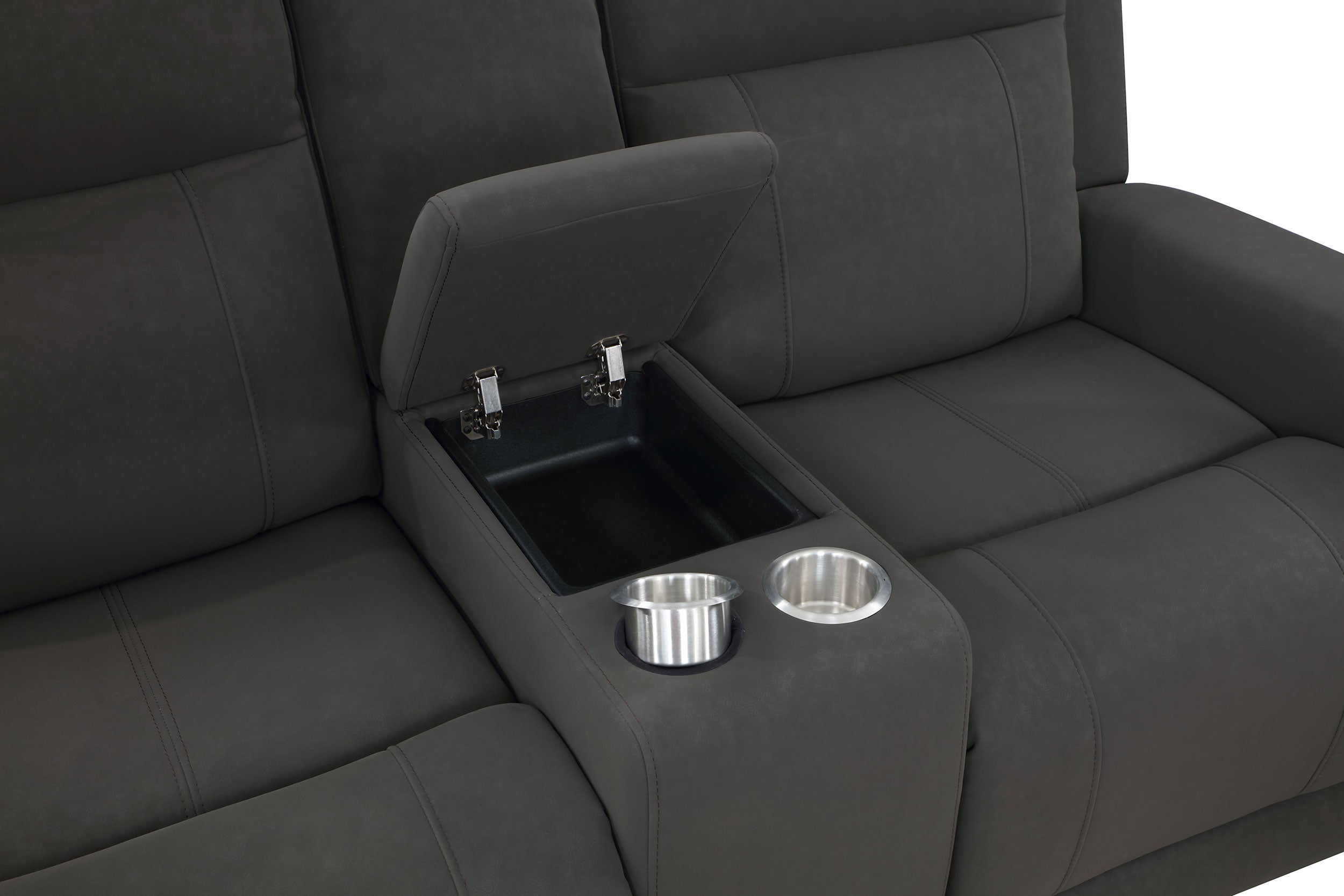 Brentwood Upholstered Reclining Sofa Set Dark Charcoal