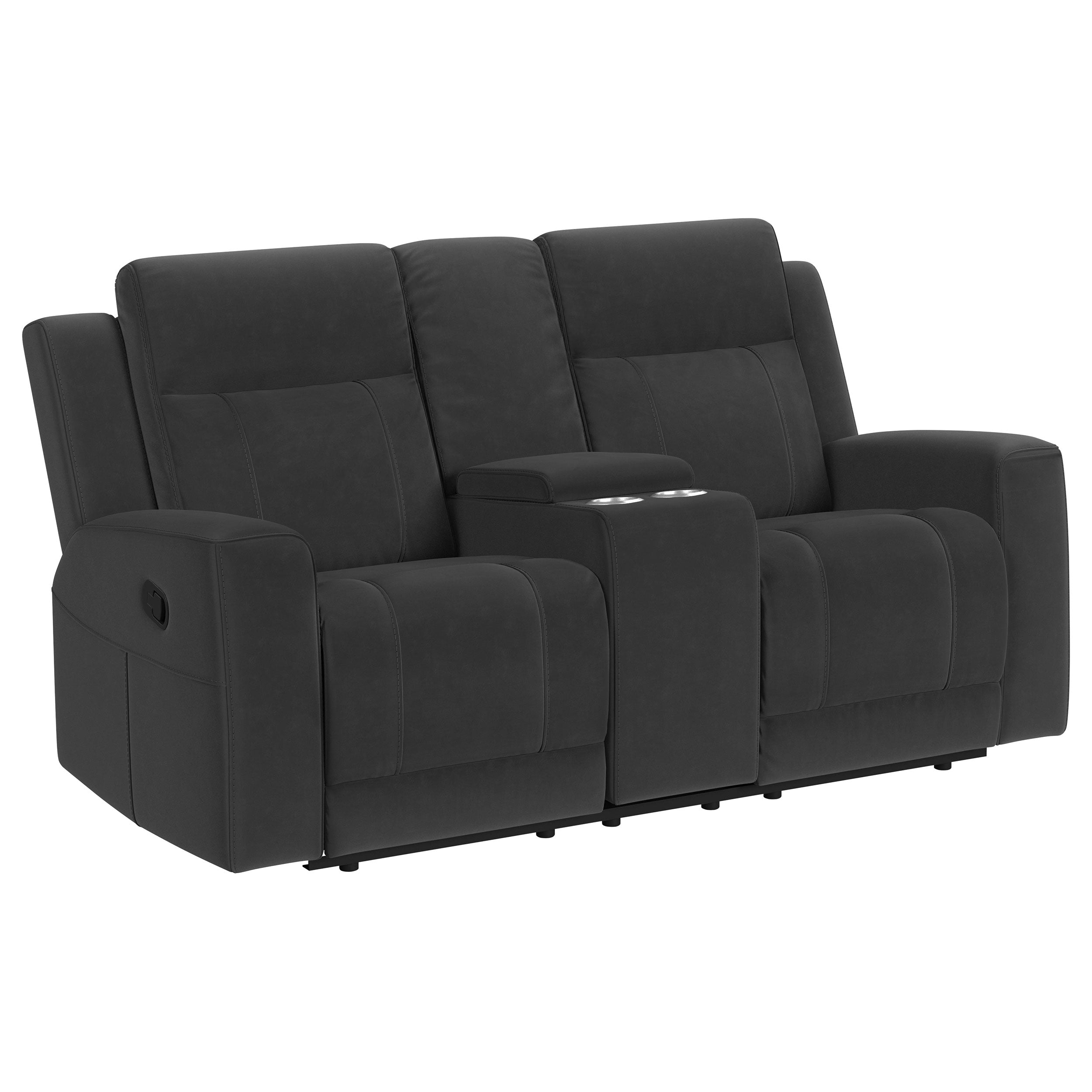 Brentwood Upholstered Reclining Sofa Set Dark Charcoal
