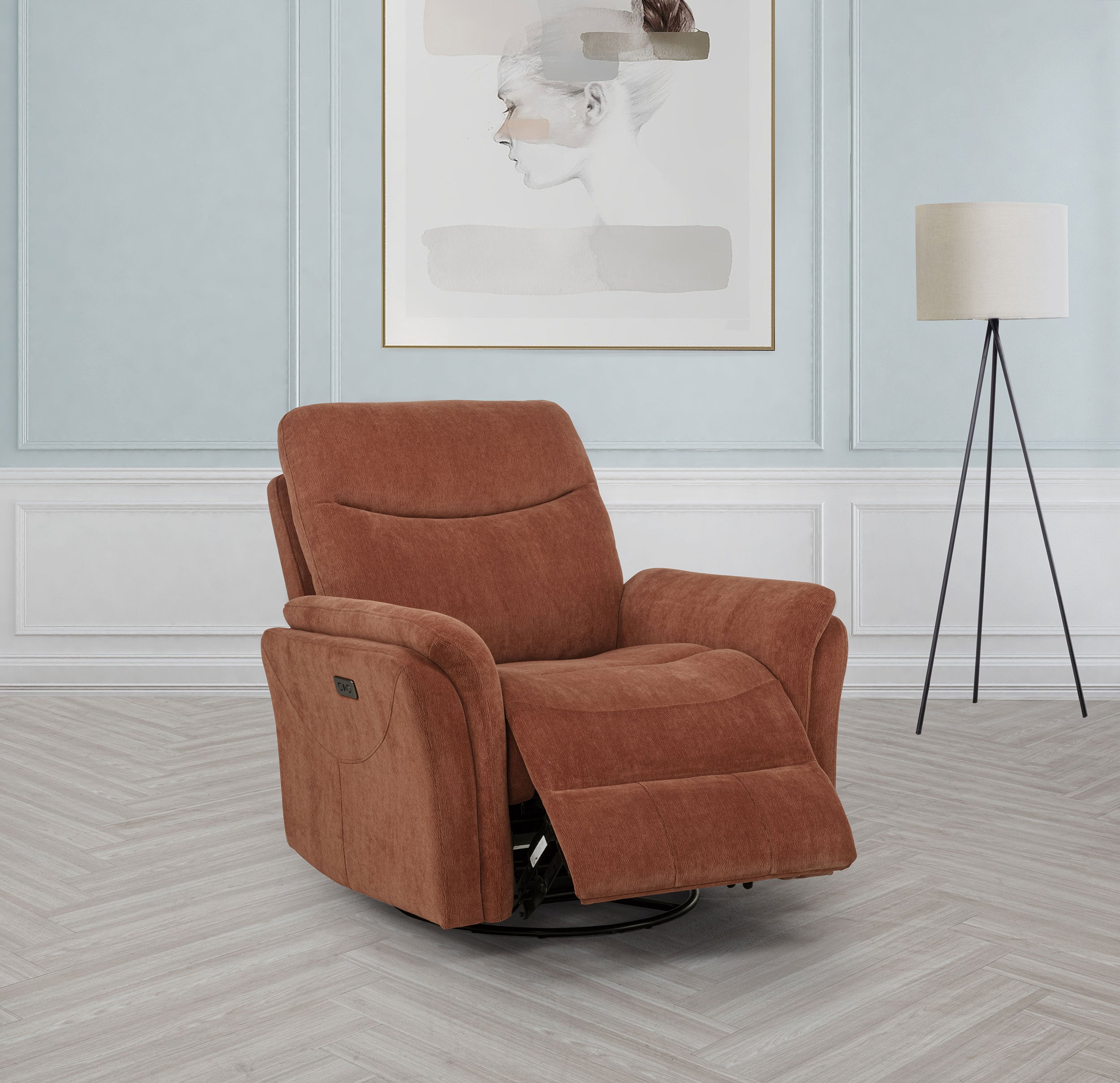 Adler Upholstered Power Swivel Glider Recliner