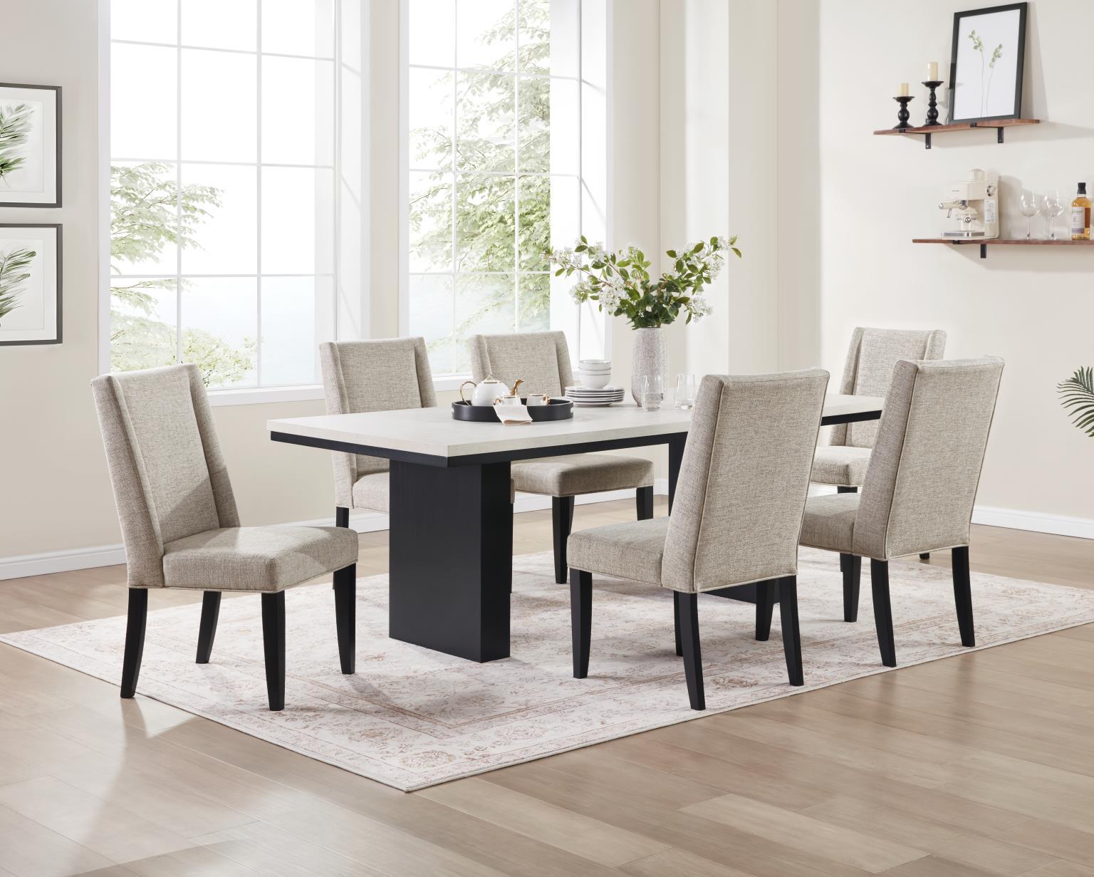 D120 Black / Ivory Dining Upholstered Side Chair — 20 in. wide
