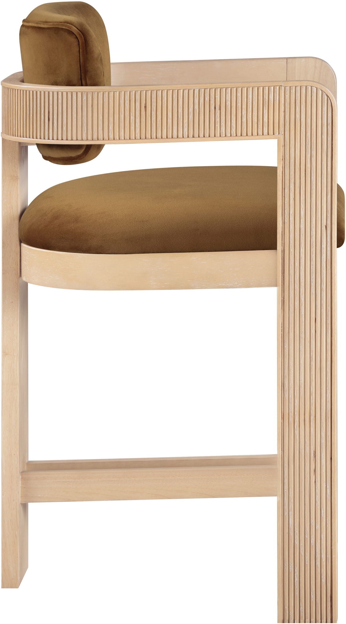 Sacha - Velvet Stool with Natural Base