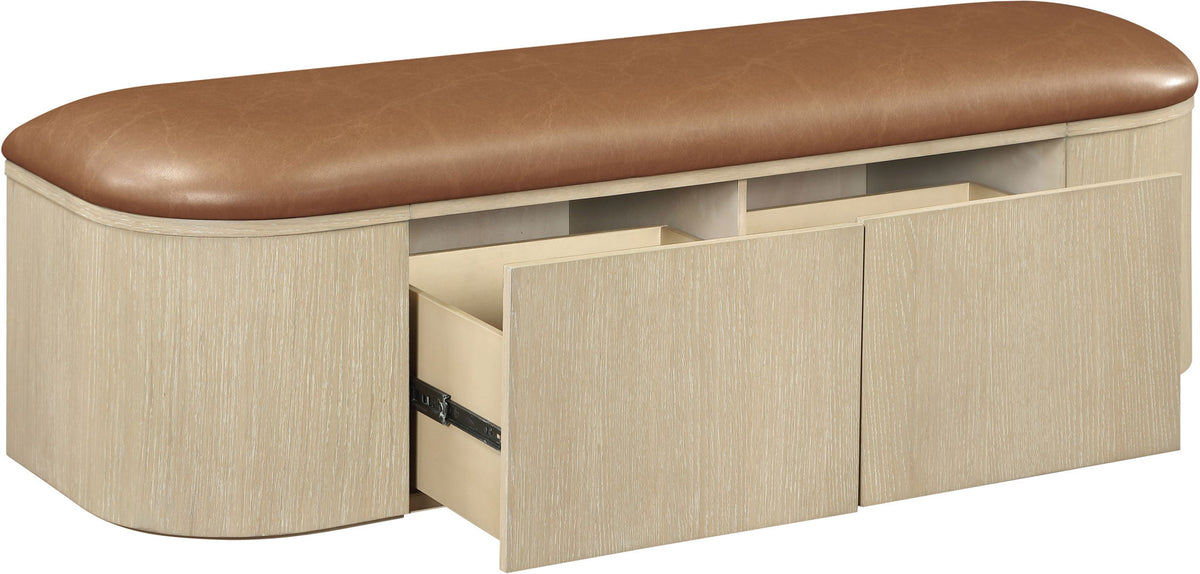 Velden - Upholstered Storage Bench with Natural Base