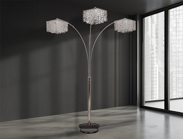 Floor Lamp — Draped Crystal-Like Accents