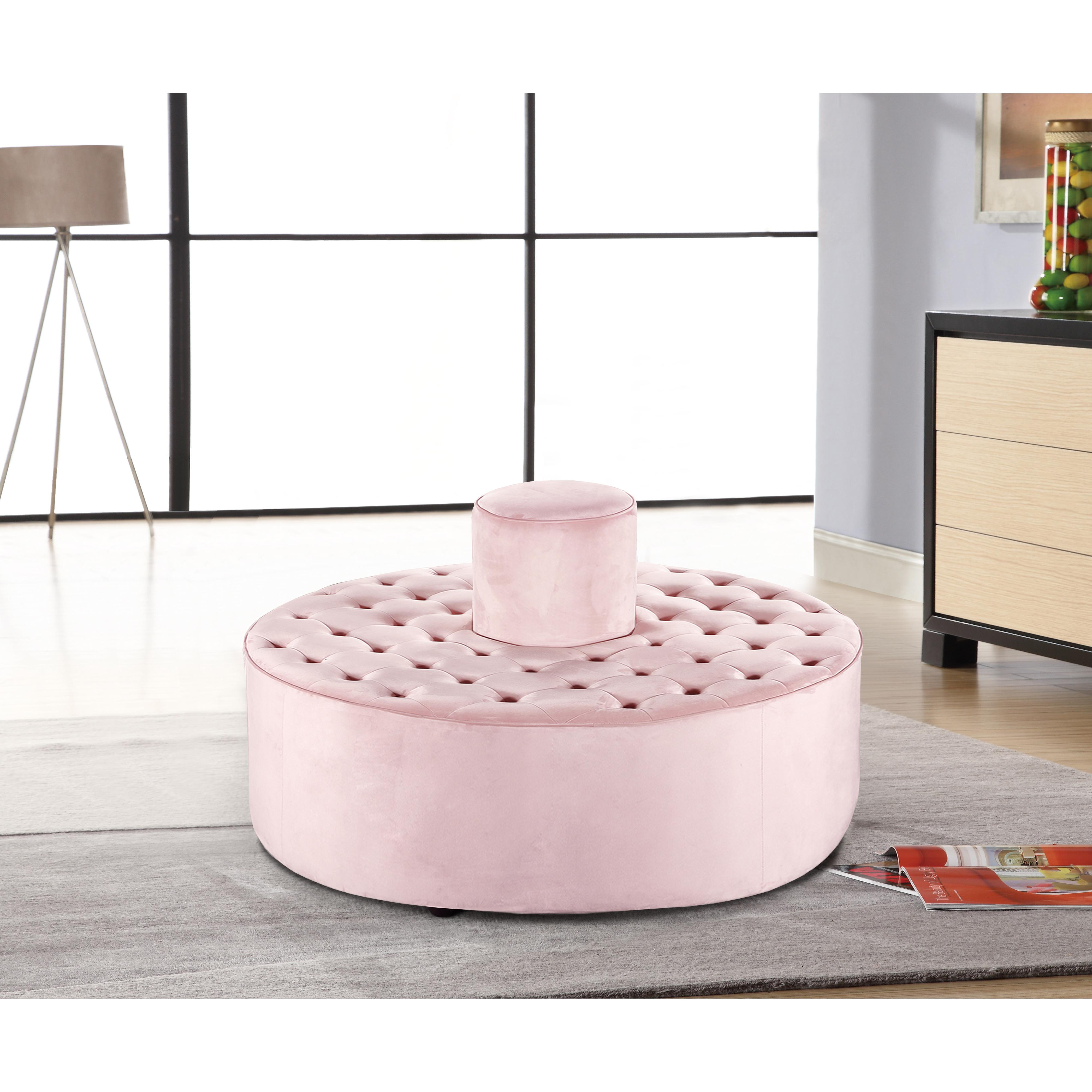 Meridian Banquet Pink Velvet Bench
