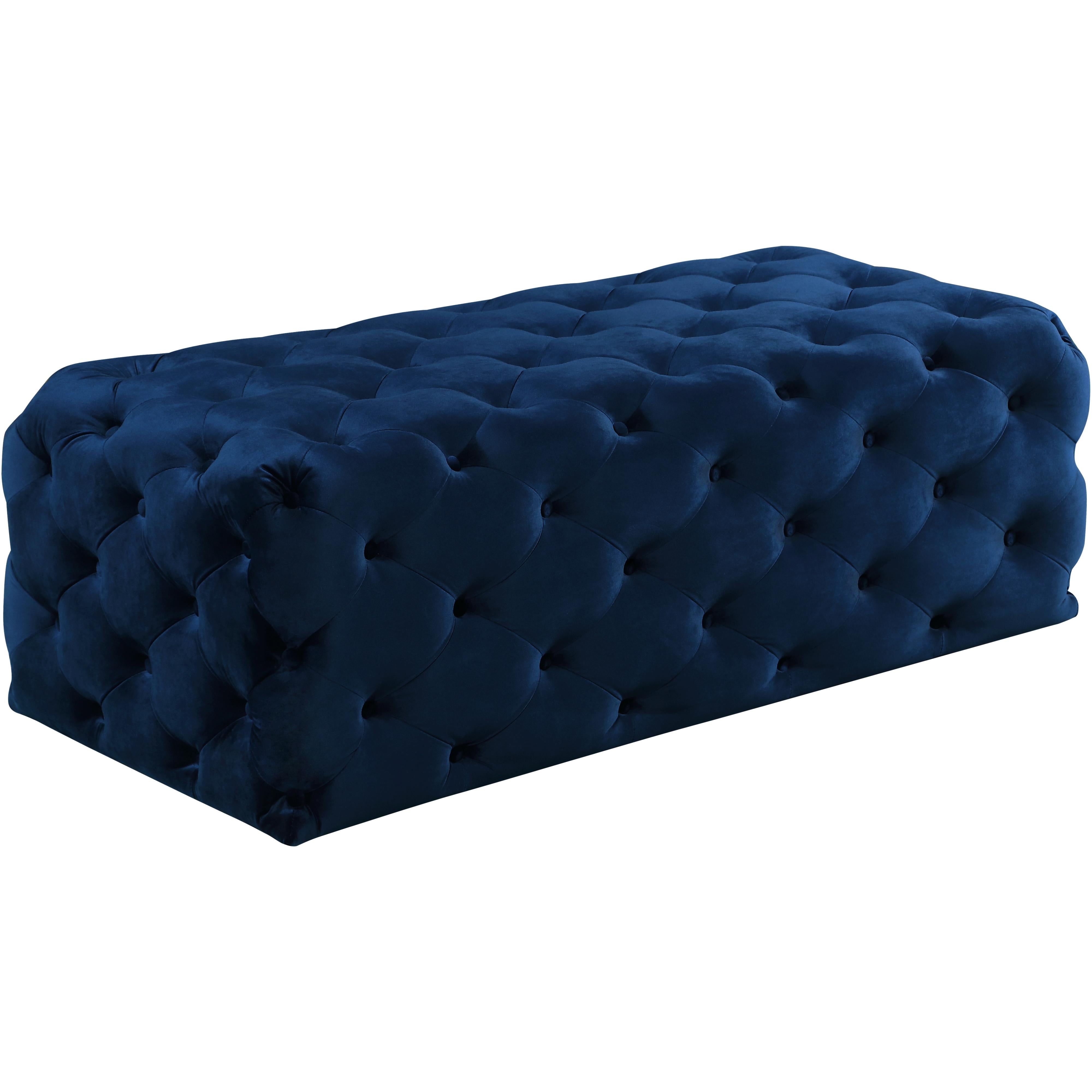 Meridian Casey Navy Velvet Ottoman/Bench