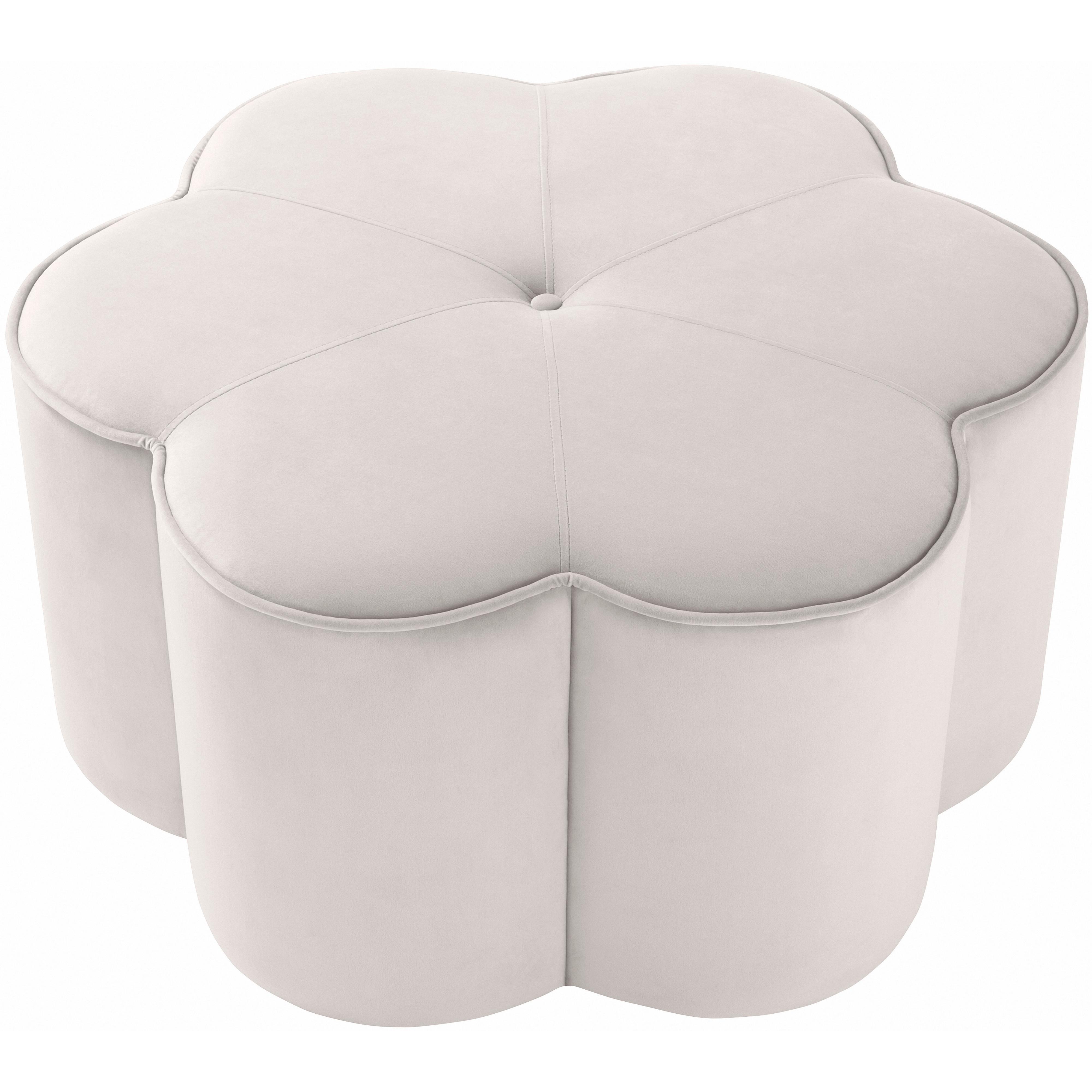Meridian Daisy Cream Velvet Ottoman