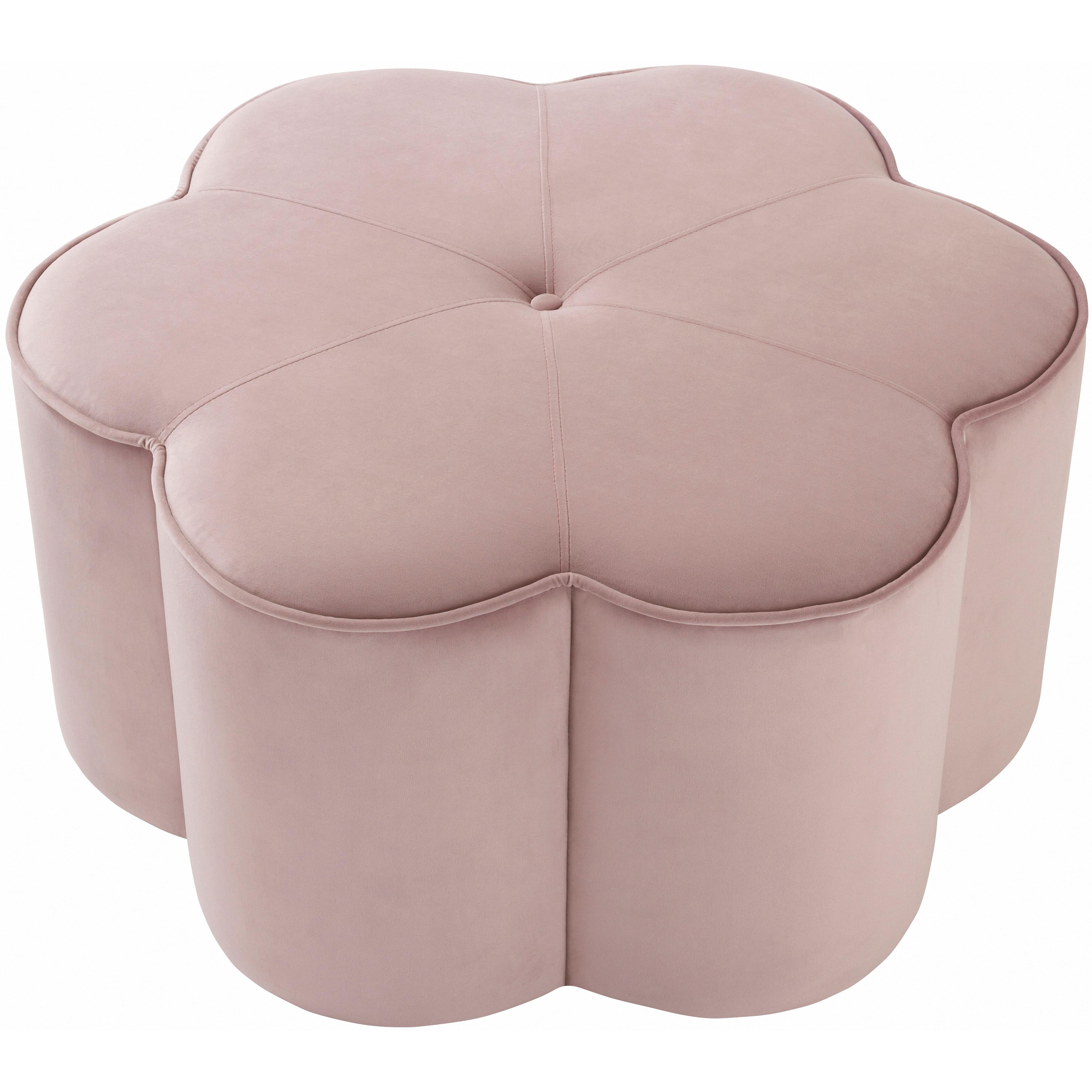Meridian Daisy Pink Velvet Ottoman