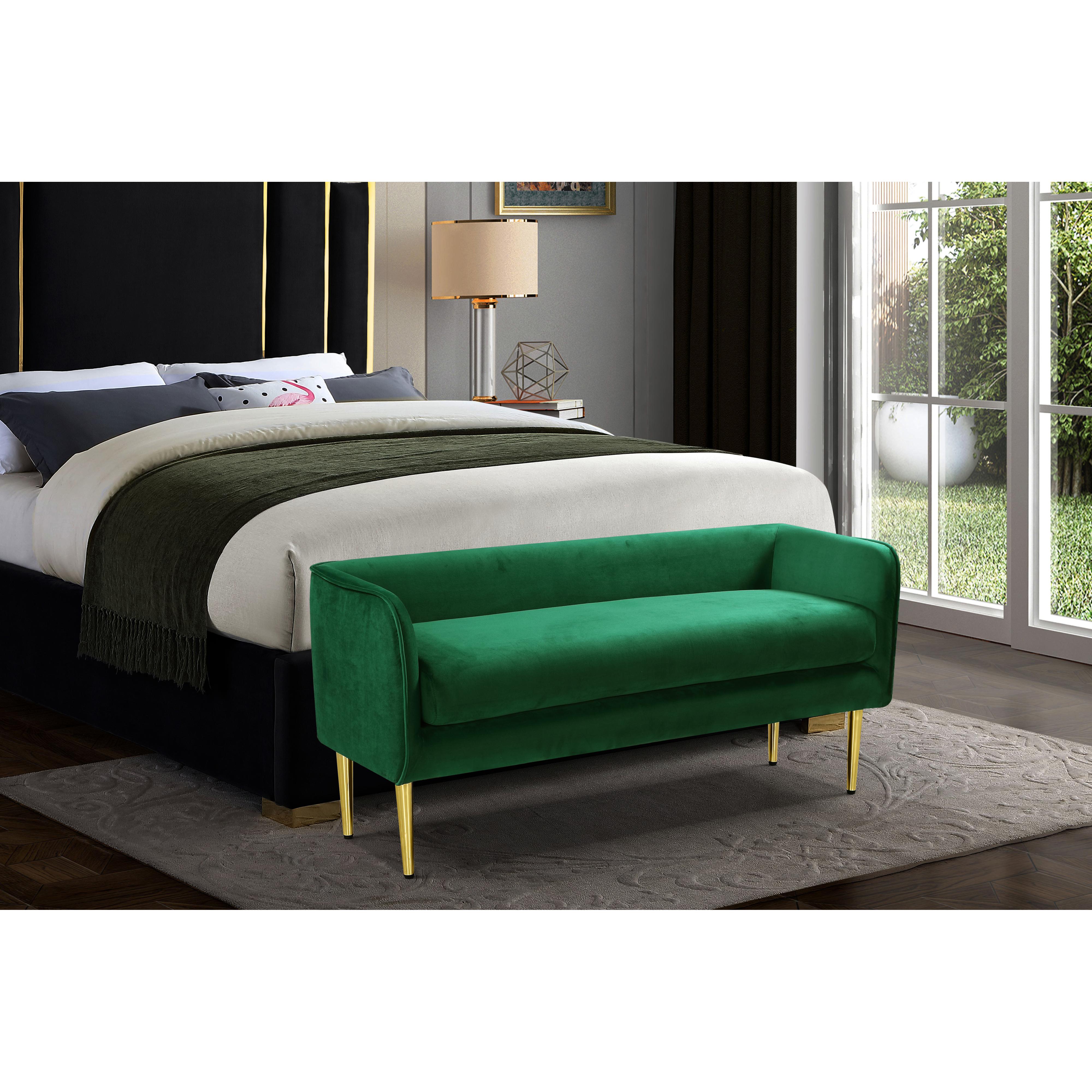 Meridian Audrey Green Velvet Bench