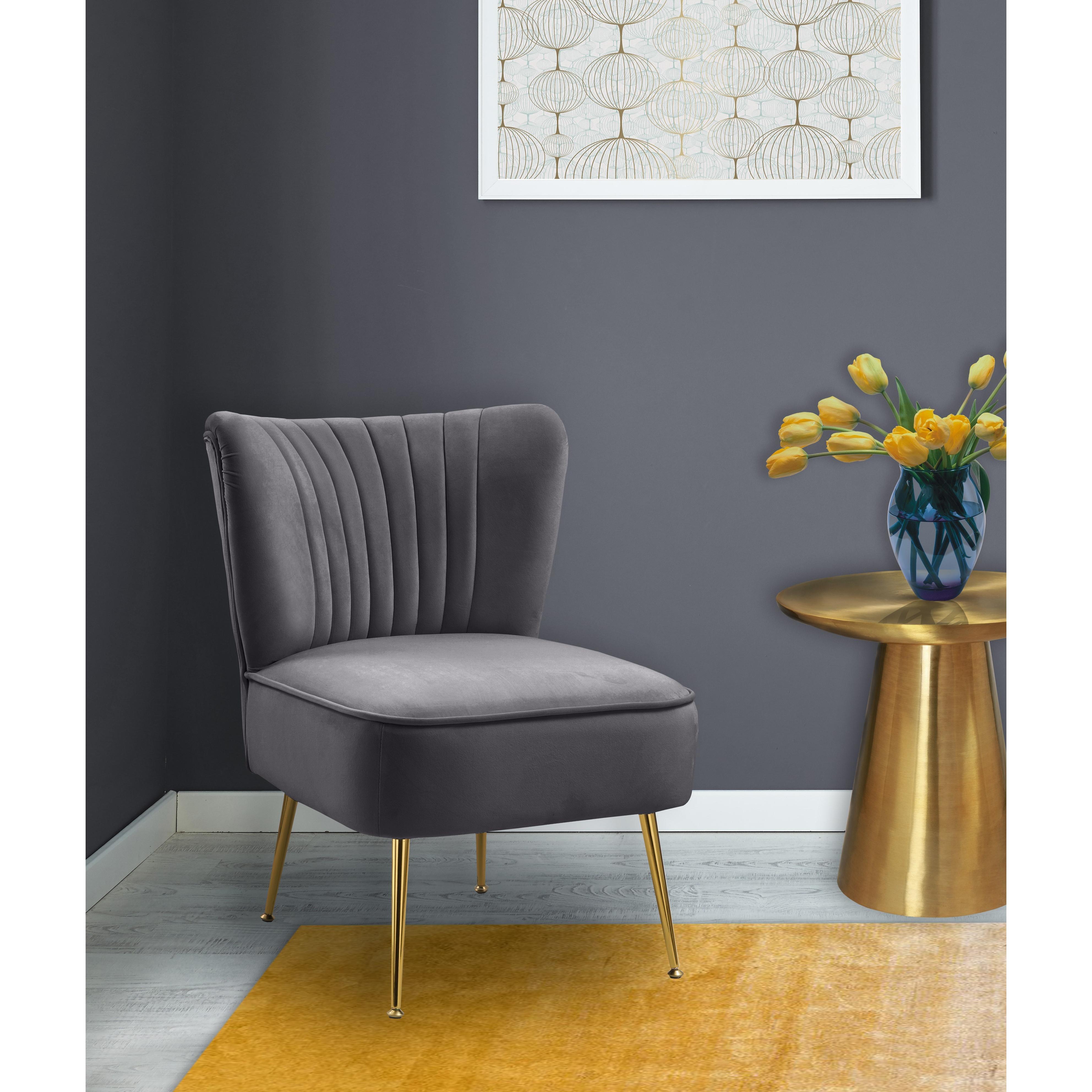 Meridian Tess Grey Velvet Accent Chair