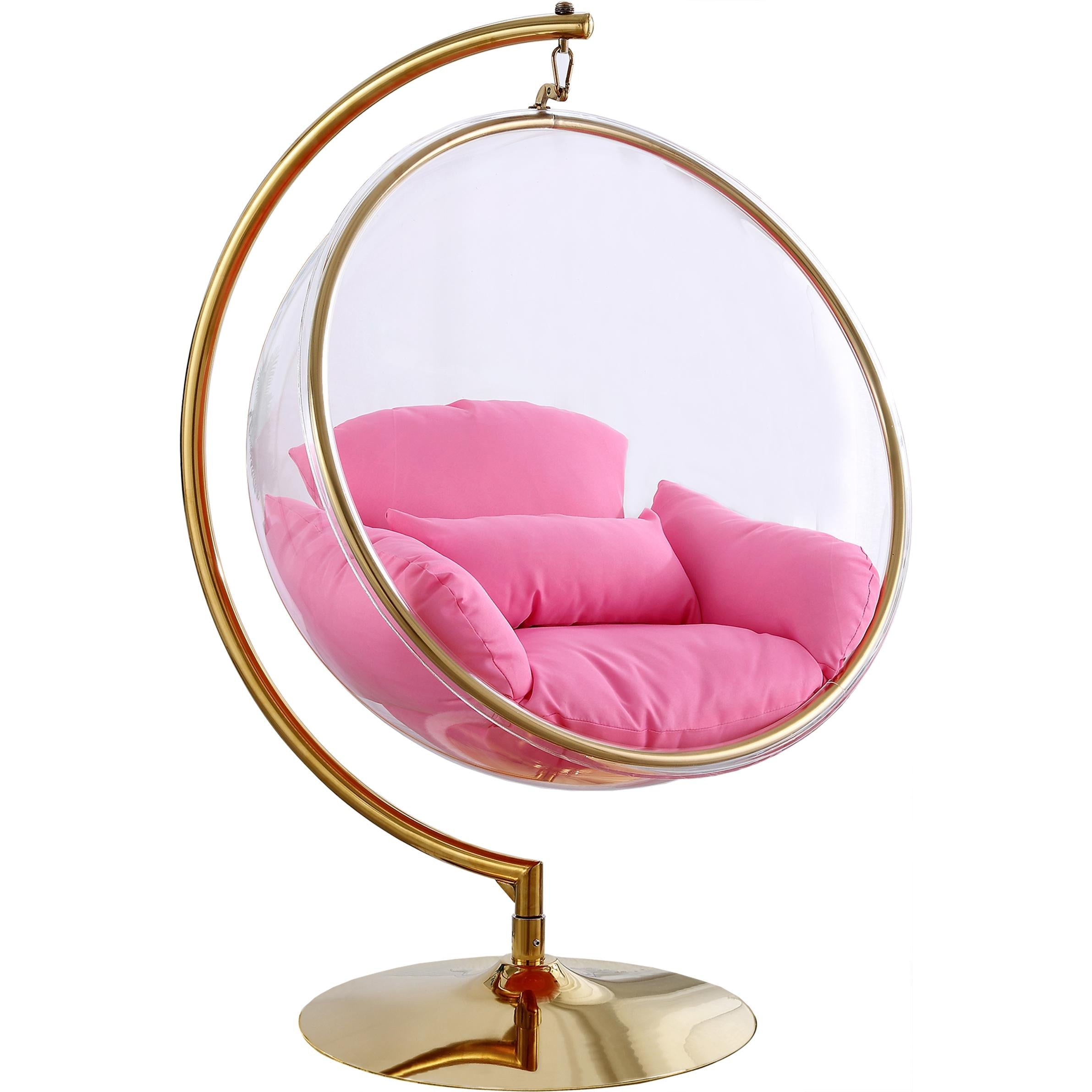 Meridian Luna Pink Fabric Acrylic Swing Bubble Accent Chair (2 Boxes)