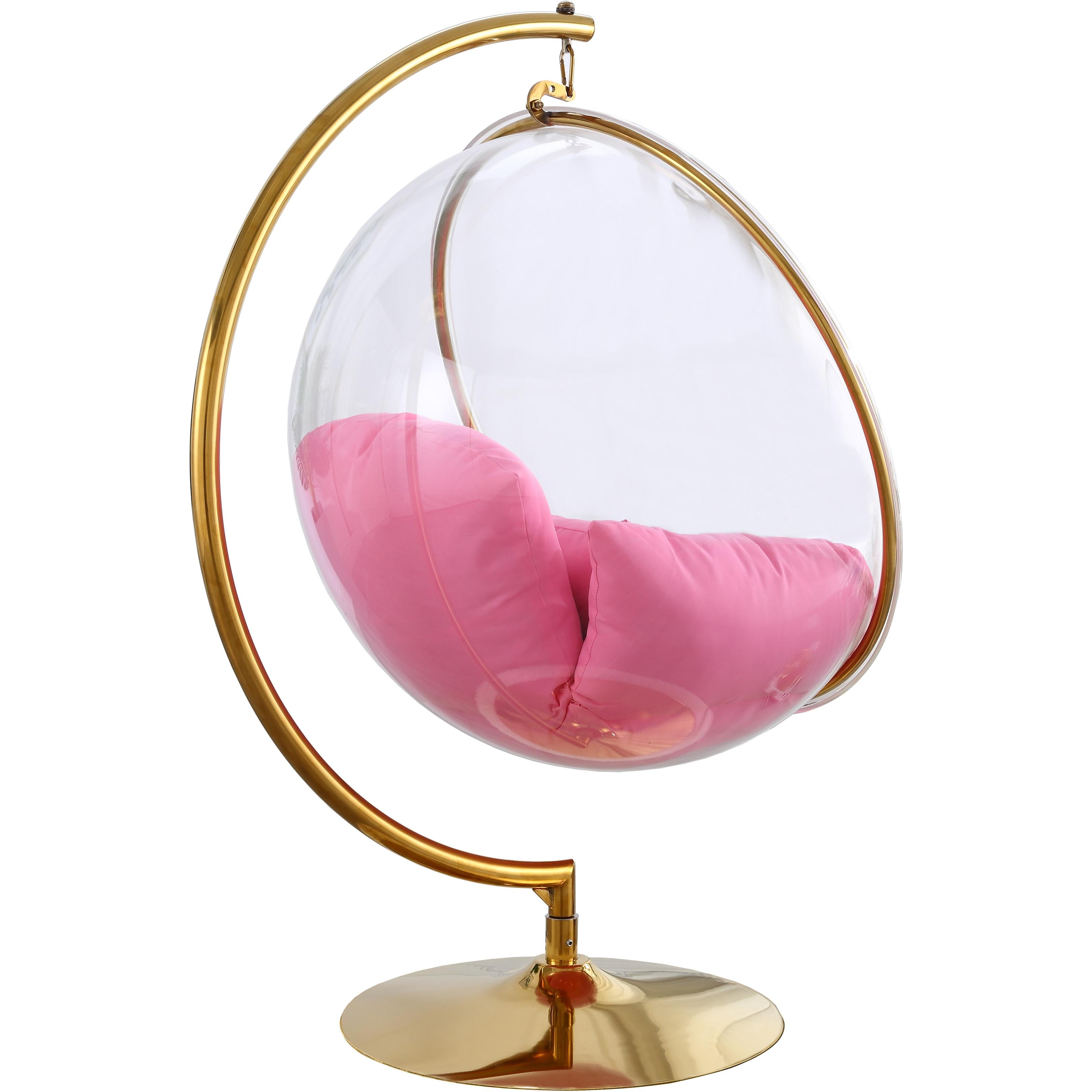 Meridian Luna Pink Fabric Acrylic Swing Bubble Accent Chair (2 Boxes)