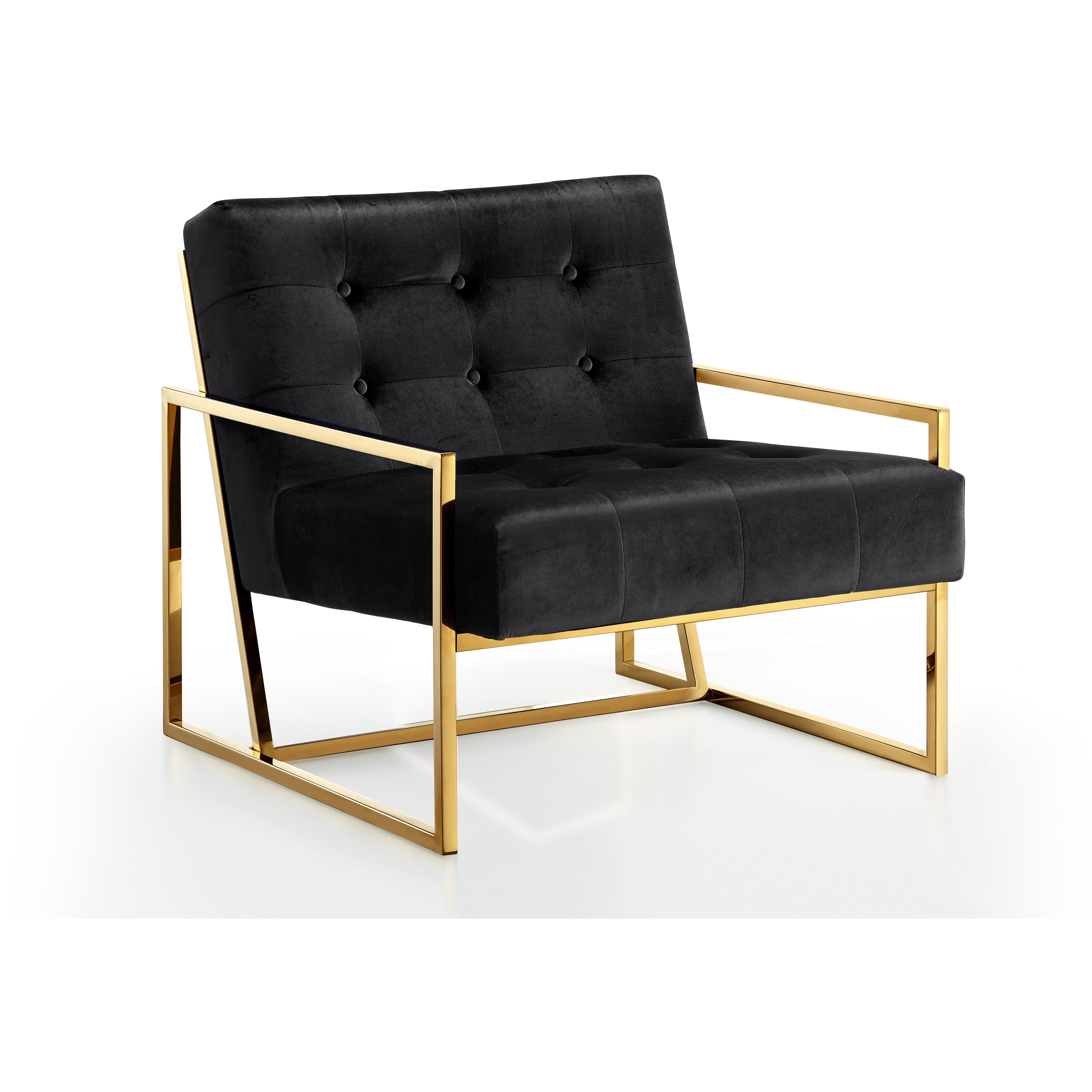 Meridian Pierre Black Velvet Accent Chair