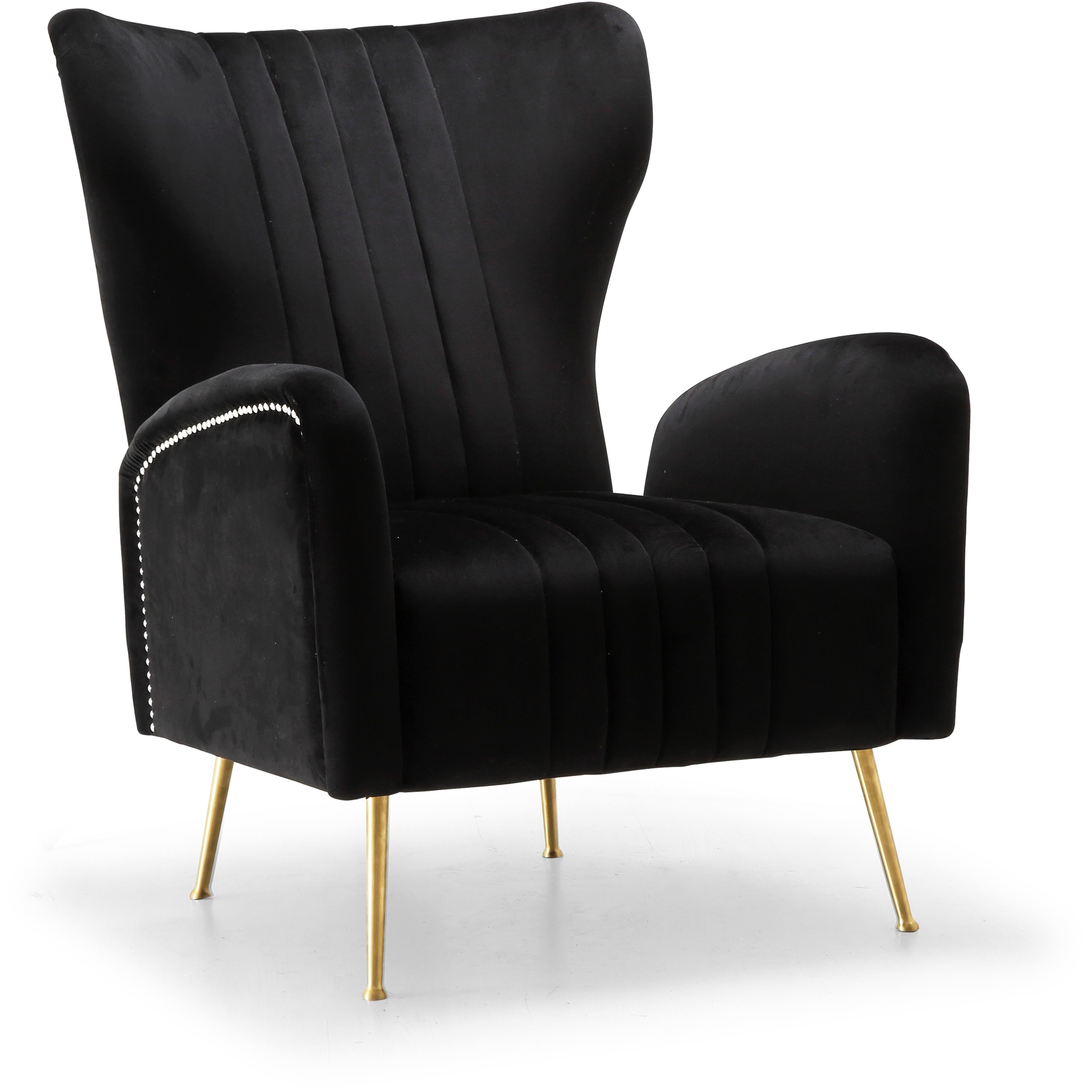 Meridian Opera Black Velvet Accent Chair