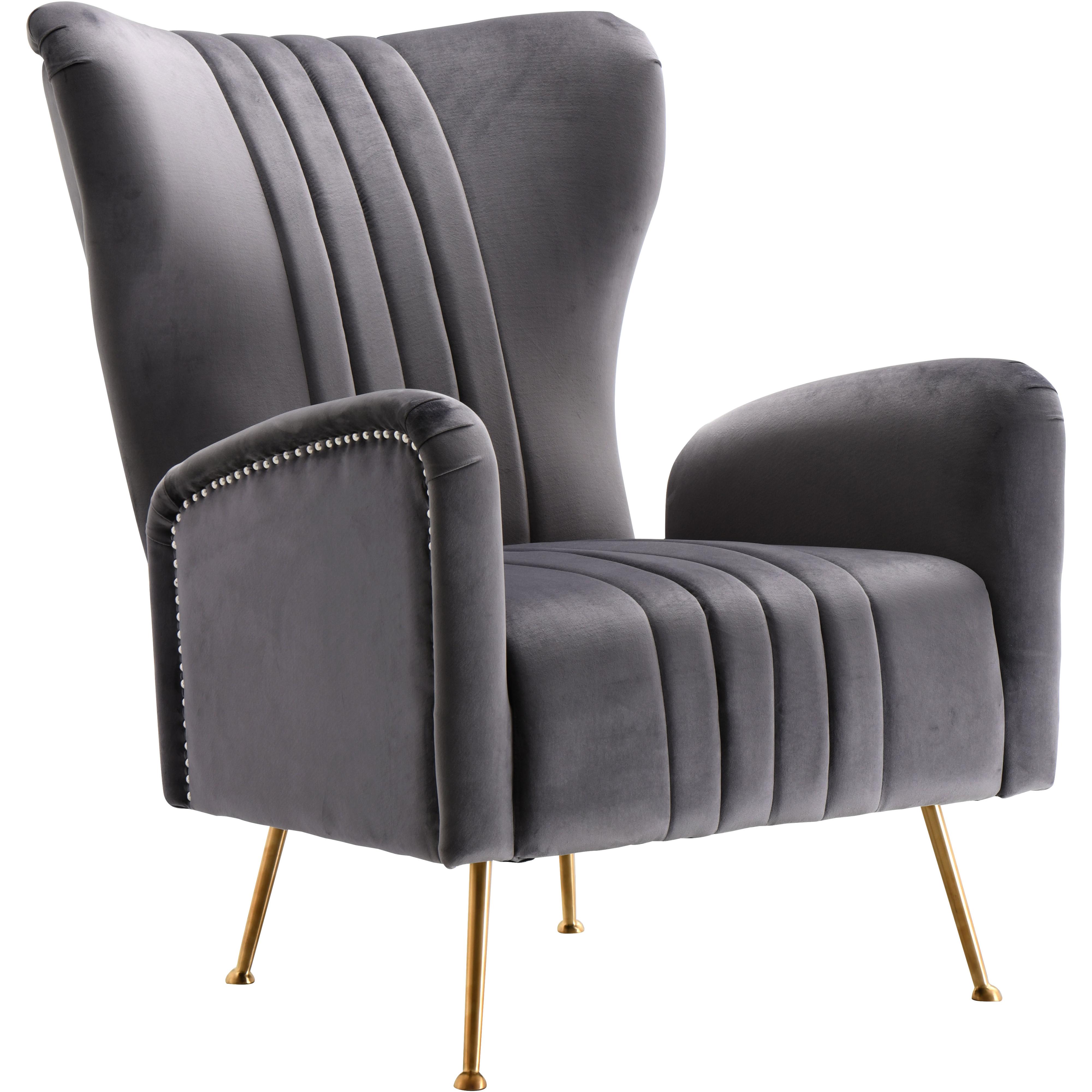 Meridian Opera Grey Velvet Accent Chair