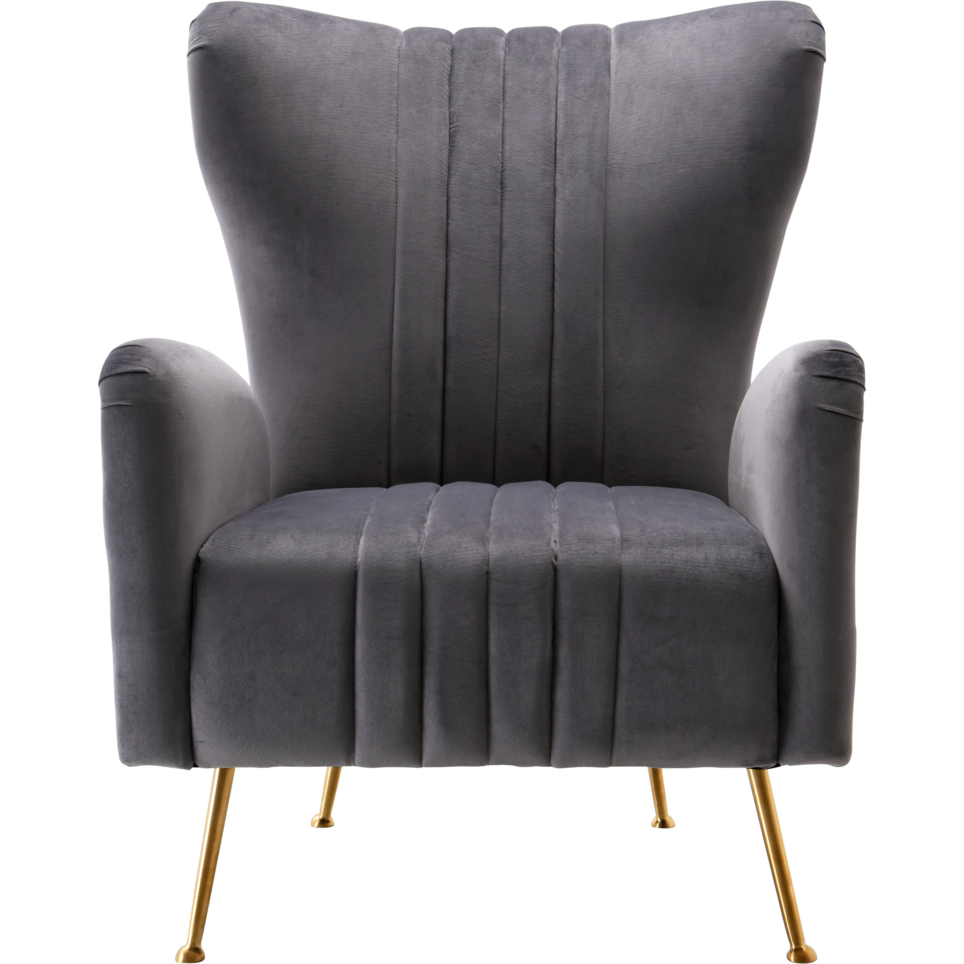 Meridian Opera Grey Velvet Accent Chair