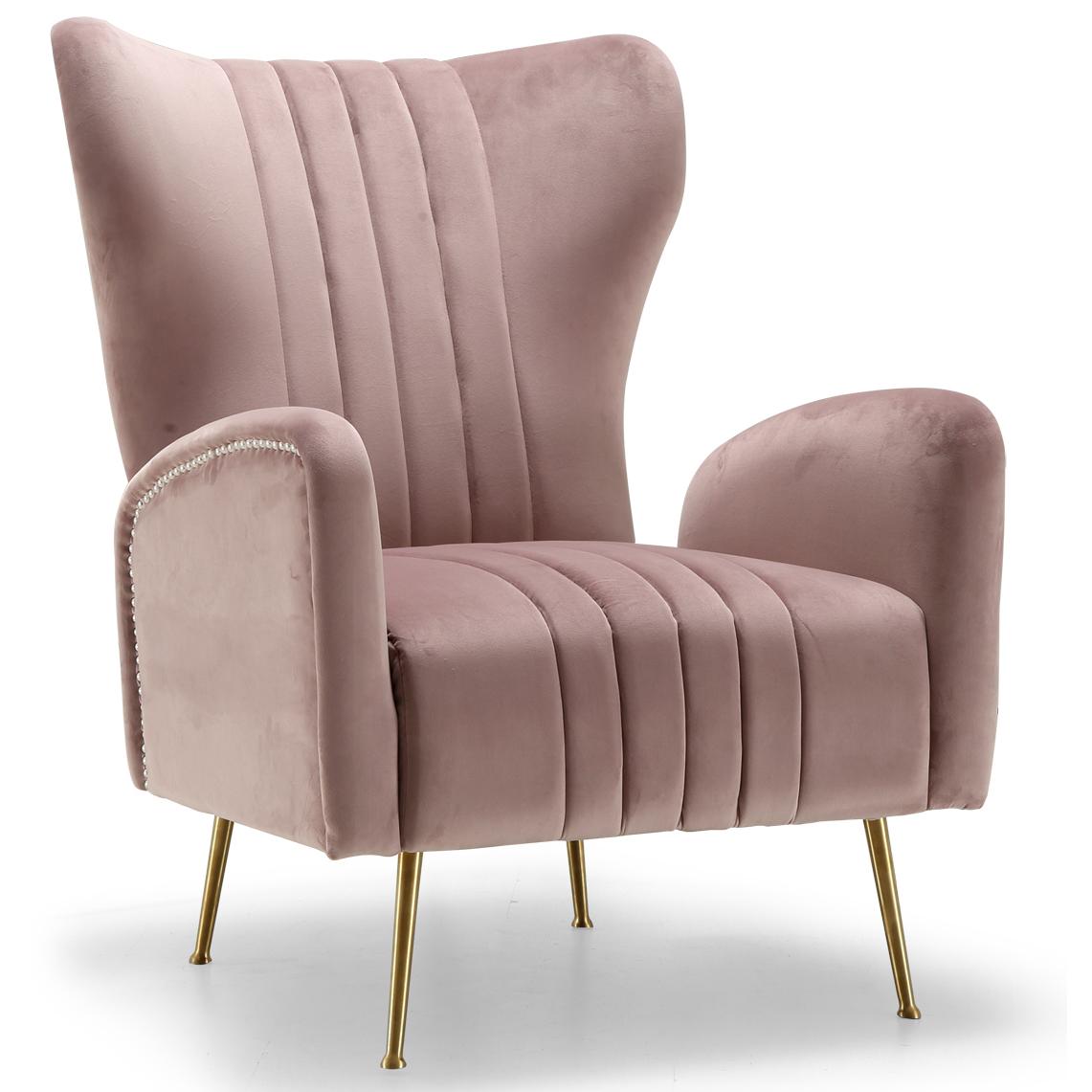 Meridian Opera Pink Velvet Accent Chair