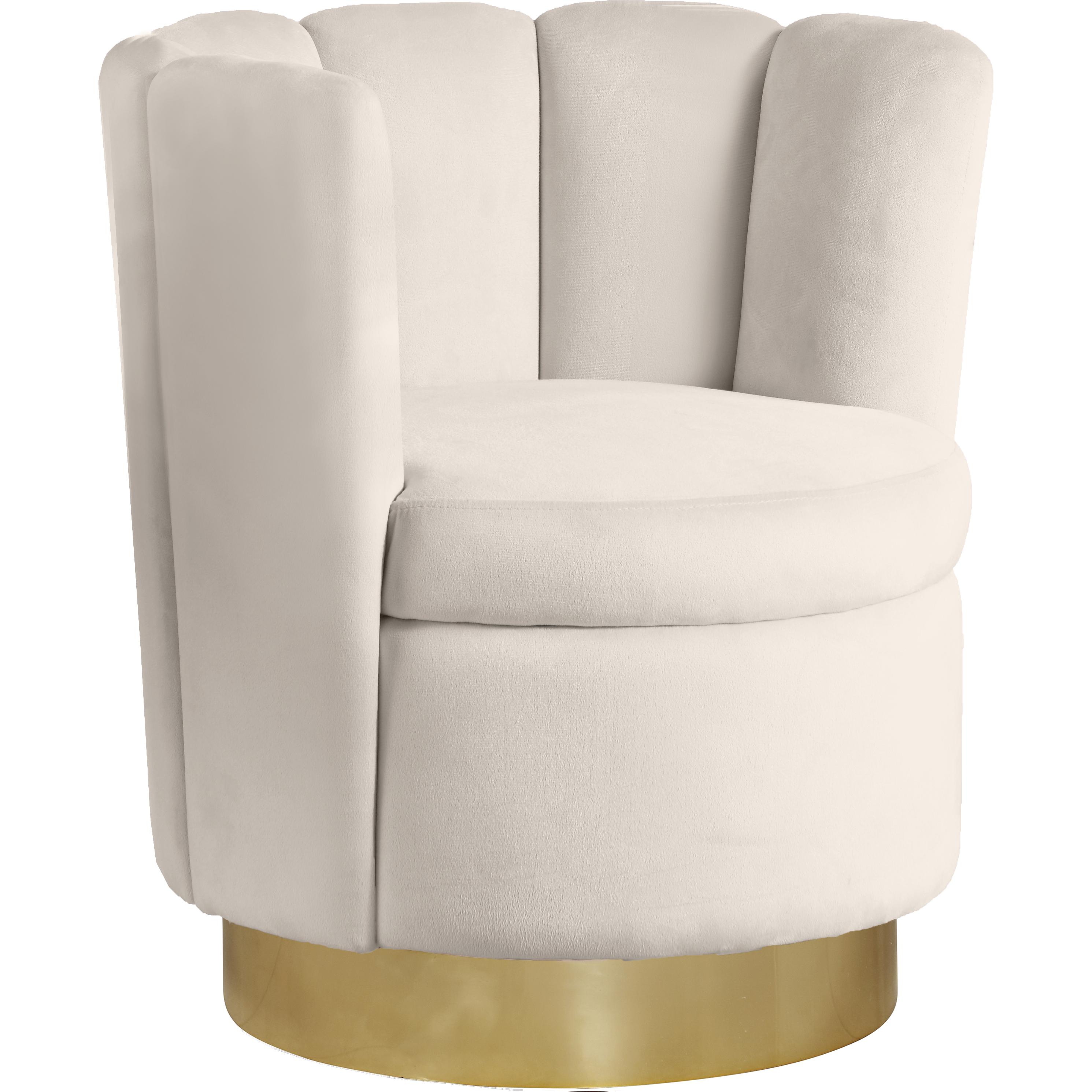 Meridian Lily Cream Velvet Accent Chair