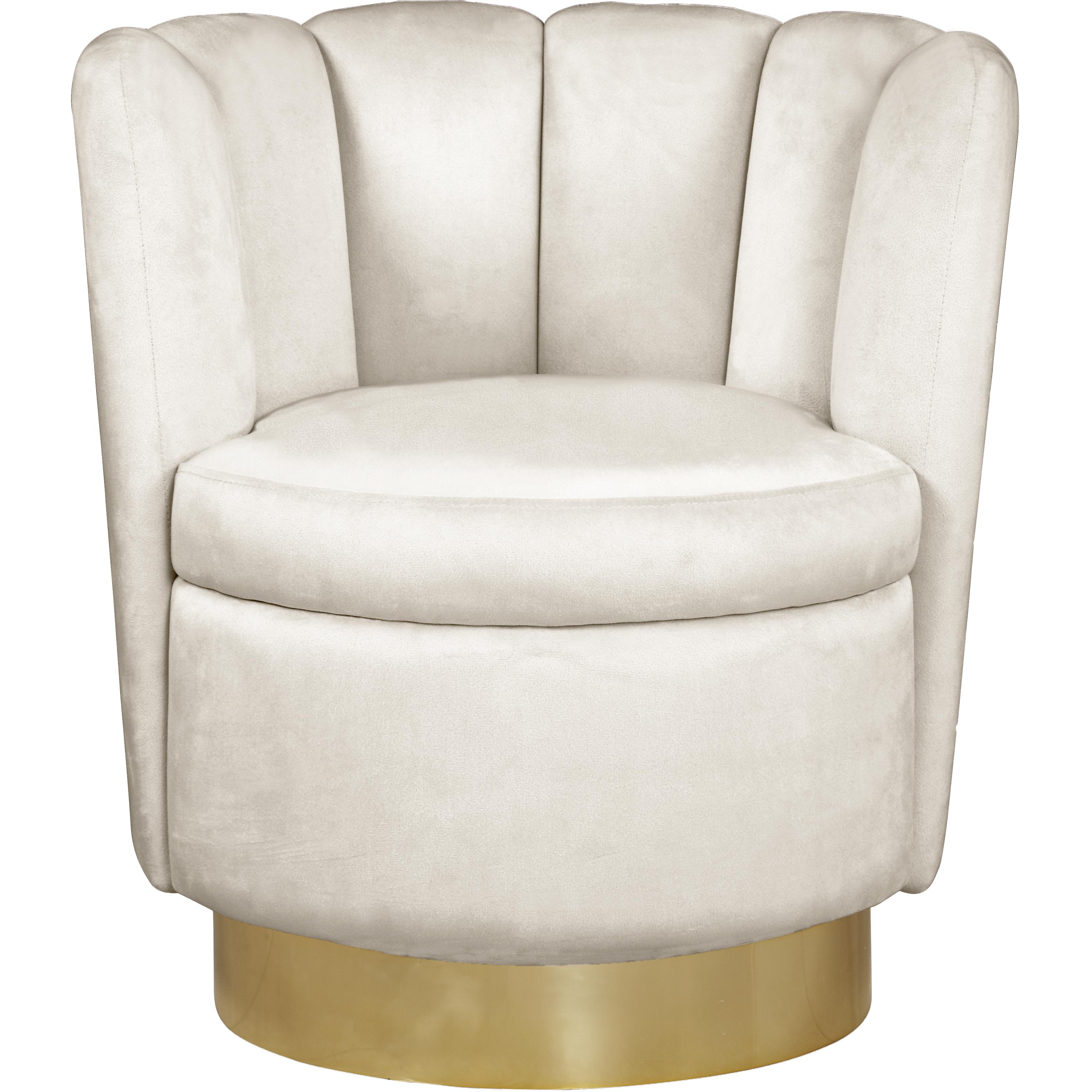Meridian Lily Cream Velvet Accent Chair