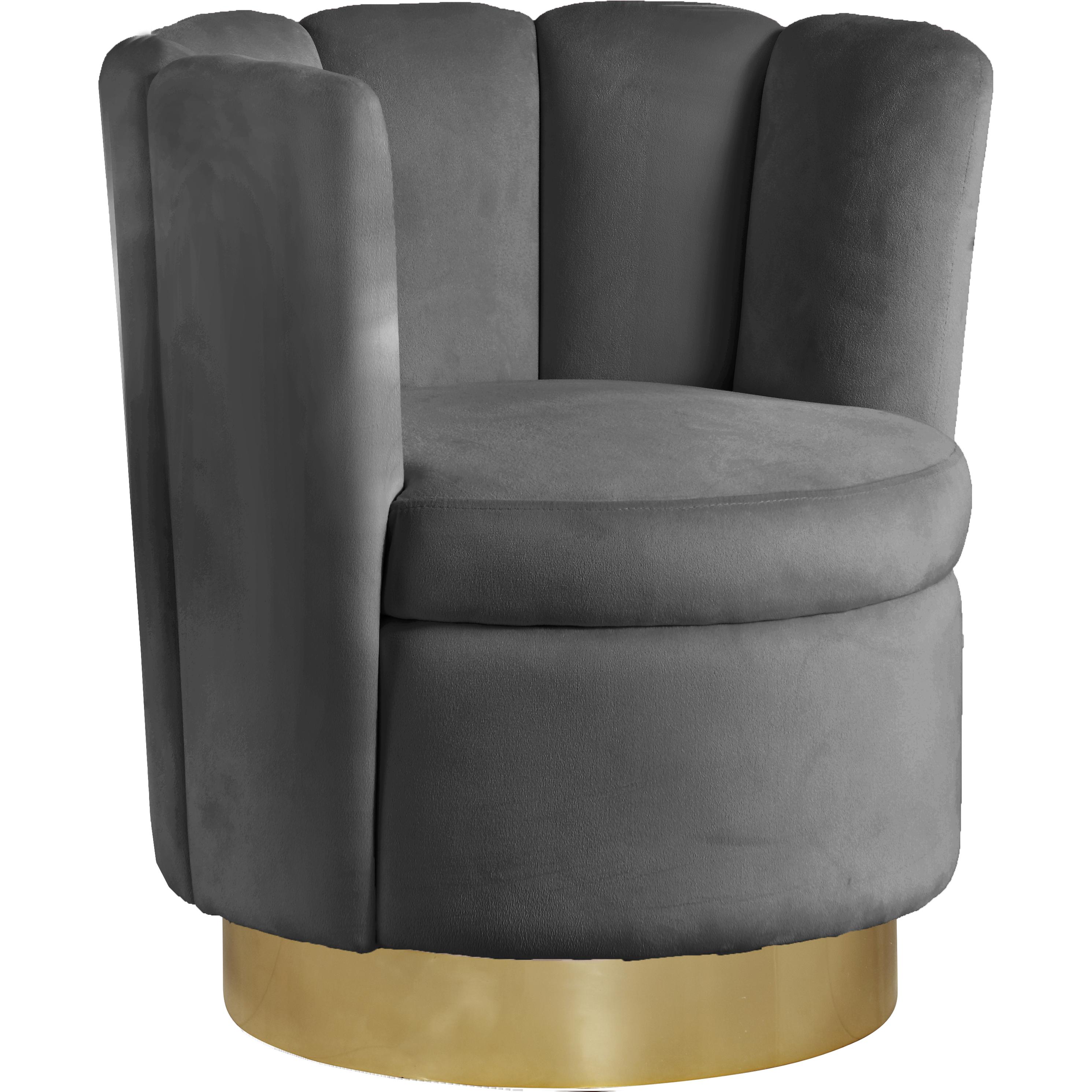 Meridian Lily Grey Velvet Accent Chair