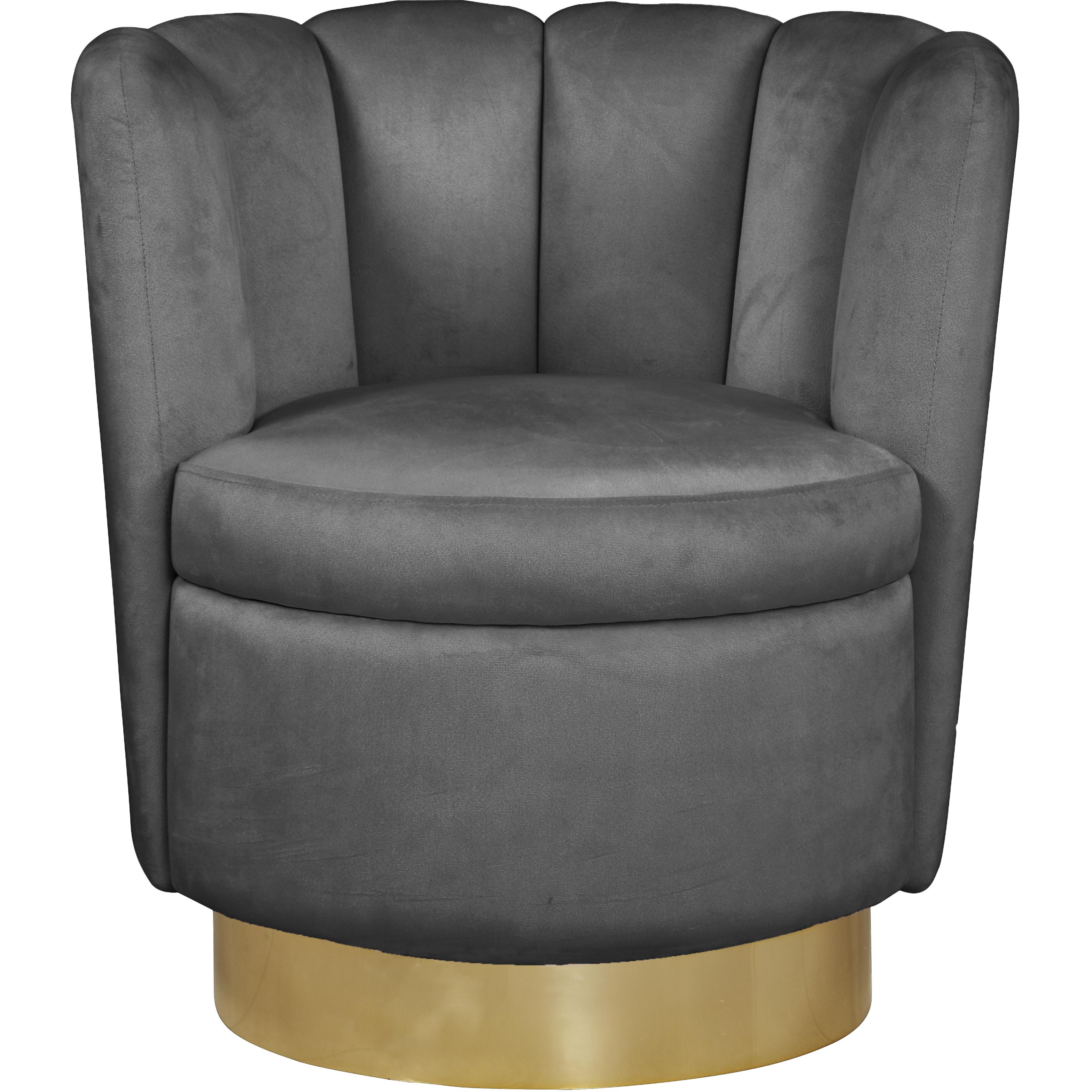 Meridian Lily Grey Velvet Accent Chair