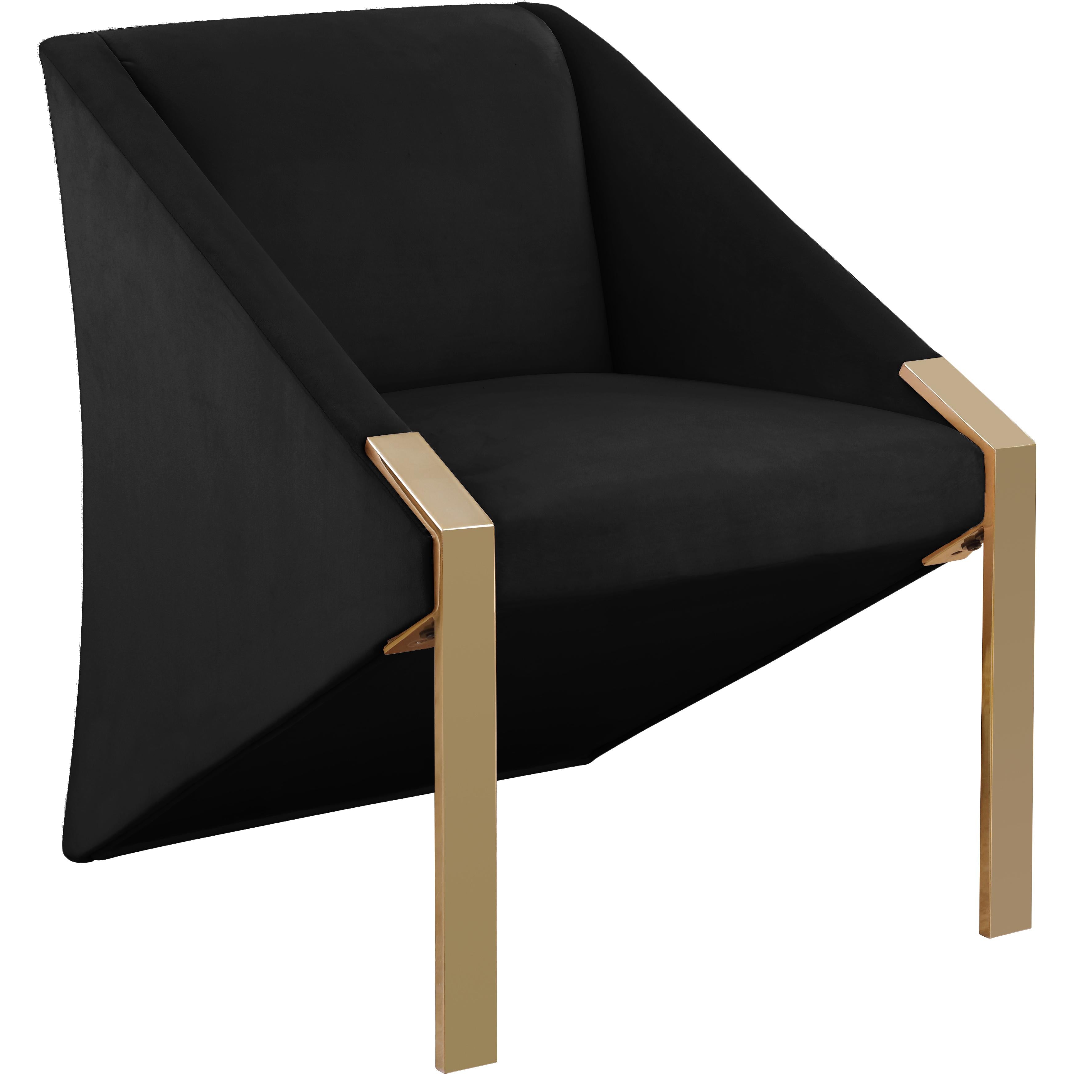 Meridian Rivet Black Velvet Accent Chair