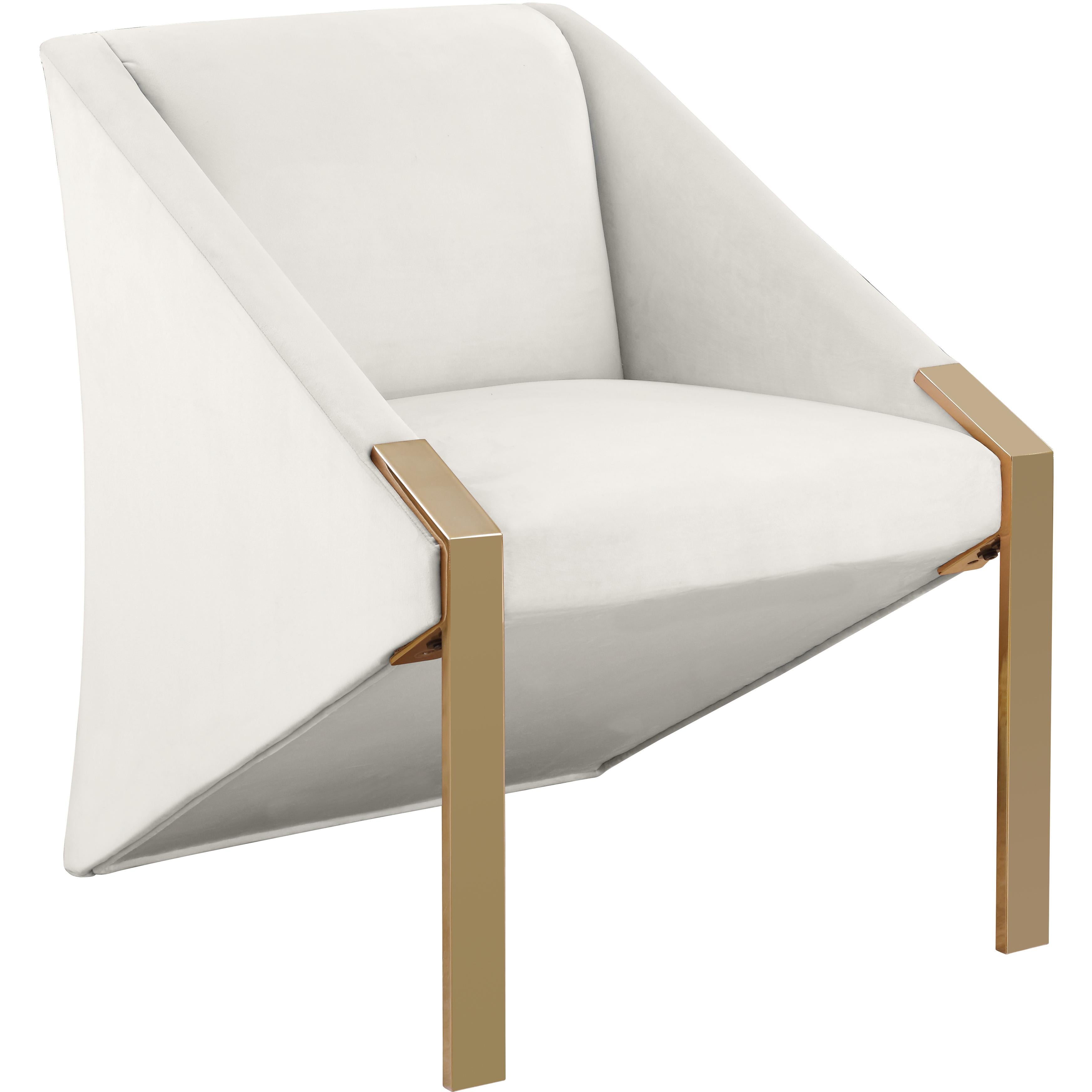 Meridian Rivet Cream Velvet Accent Chair
